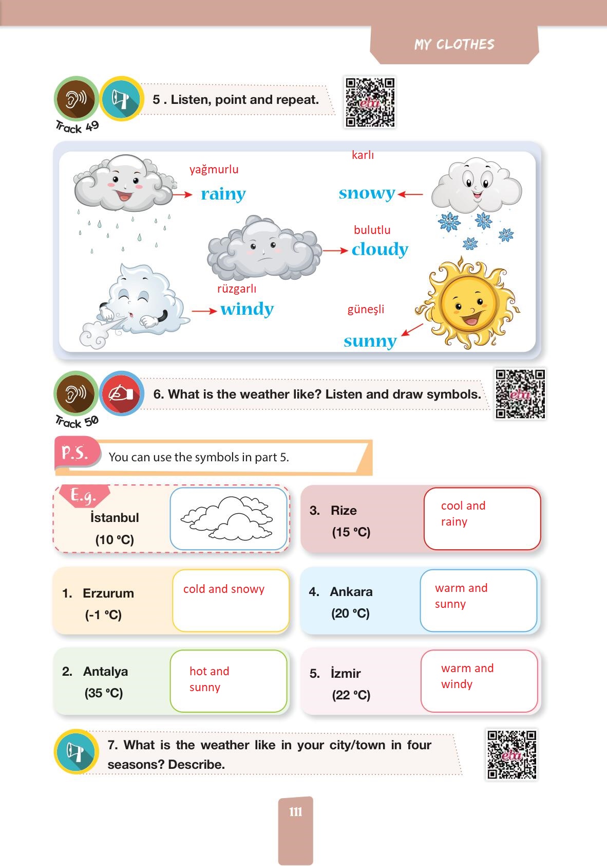 4. Sınıf İngilizce Pasifik Yayınları Kitabı Sayfa 111 Cevapları