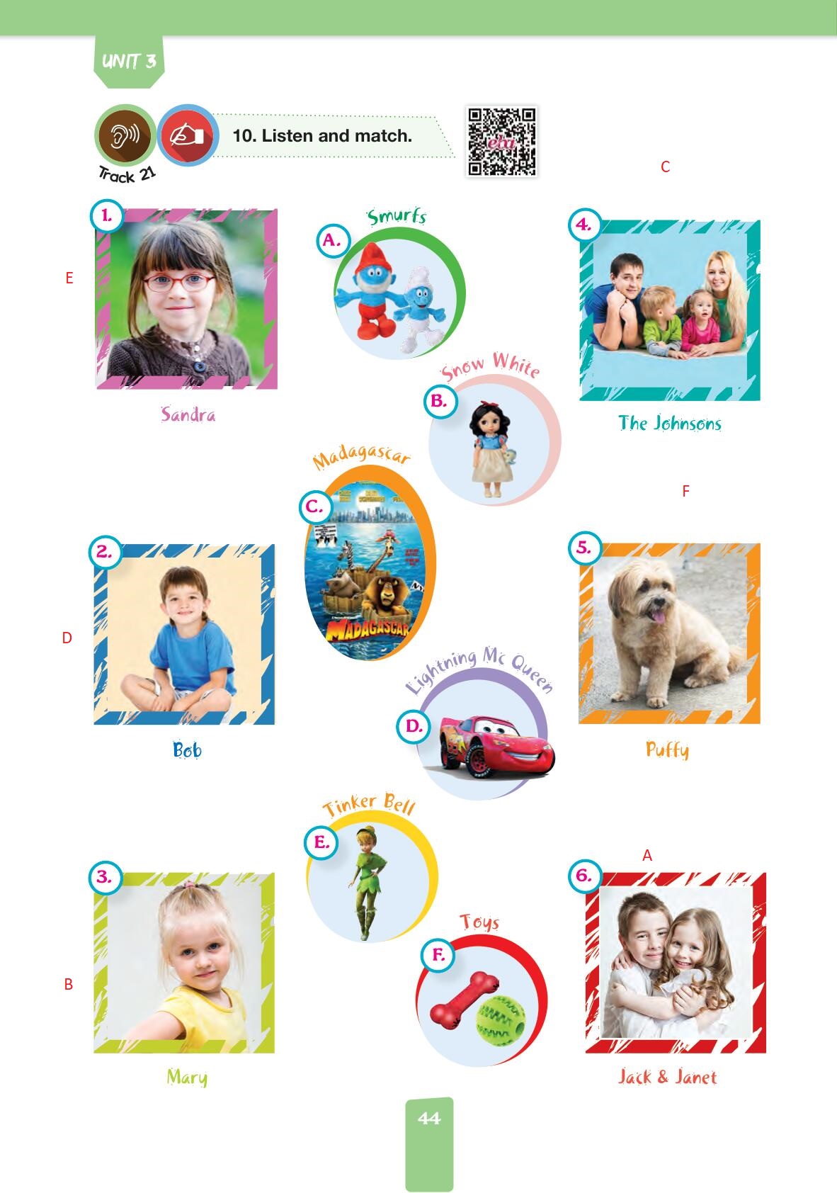 4. Sınıf İngilizce Pasifik Yayınları Kitabı Sayfa 44 Cevapları