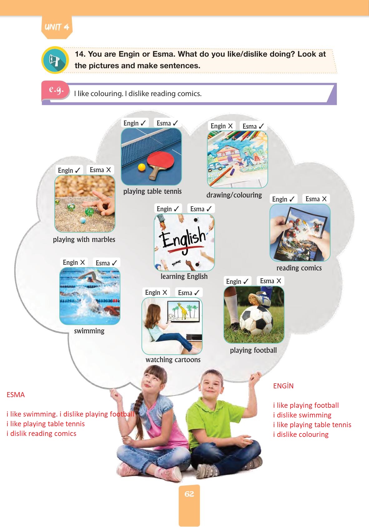 4. Sınıf İngilizce Pasifik Yayınları Kitabı Sayfa 62 Cevapları