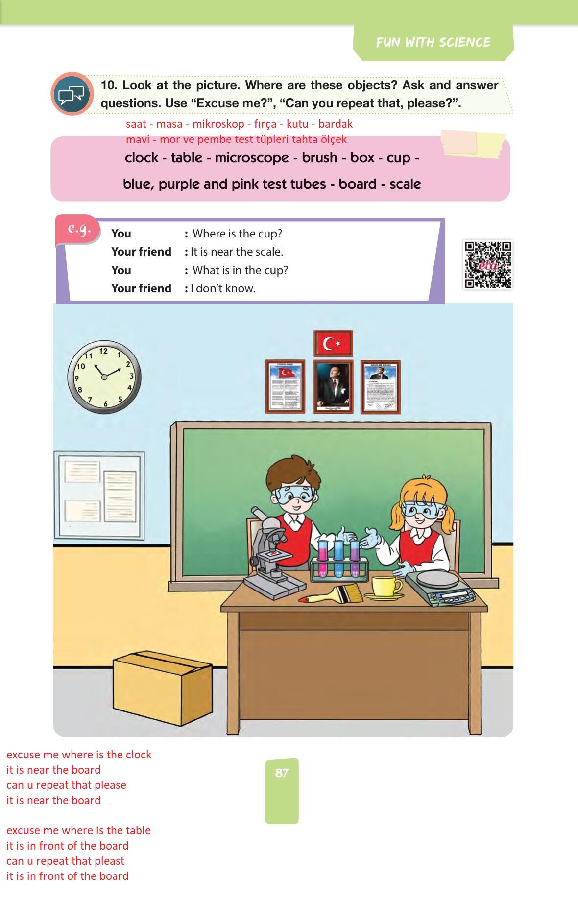 4. Sınıf İngilizce Pasifik Yayınları Kitabı Sayfa 87 Cevapları