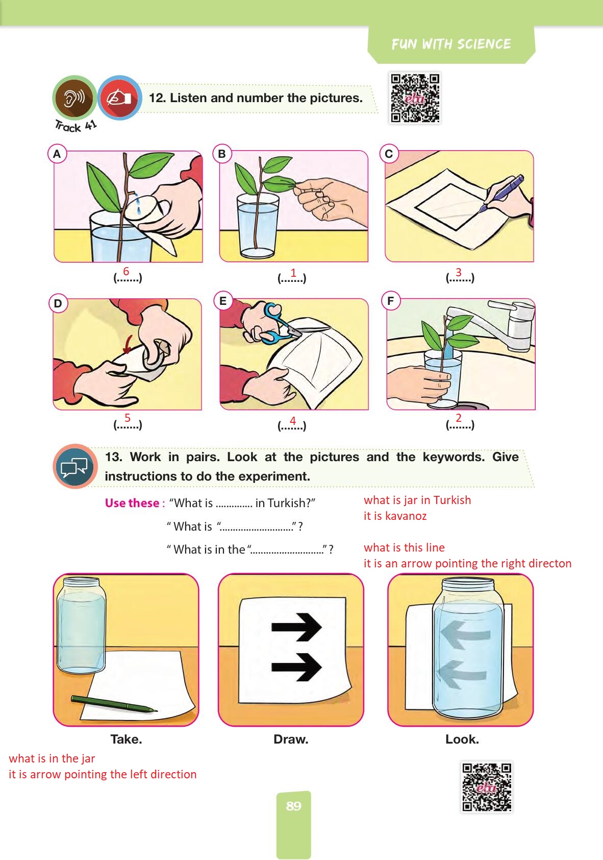 4. Sınıf İngilizce Pasifik Yayınları Kitabı Sayfa 89 Cevapları