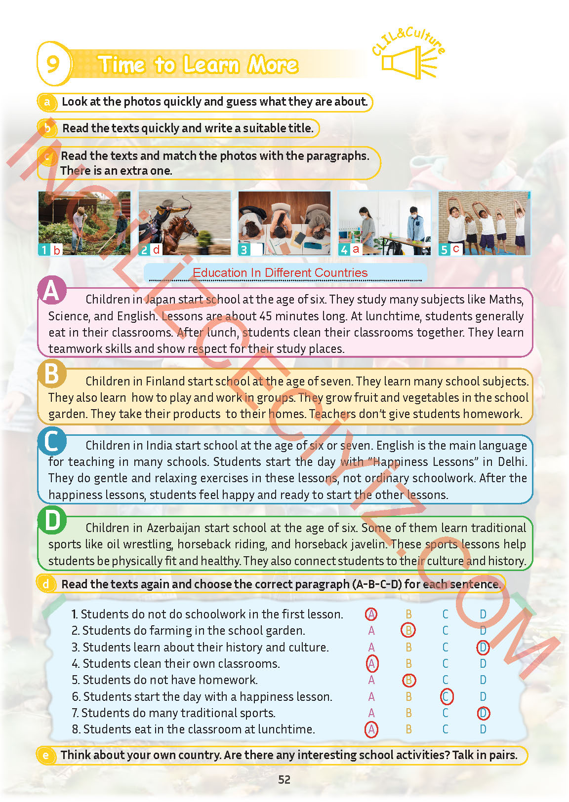 5. Sınıf İngilizce Meb Yayınları Kitabı Sayfa 52 Cevapları