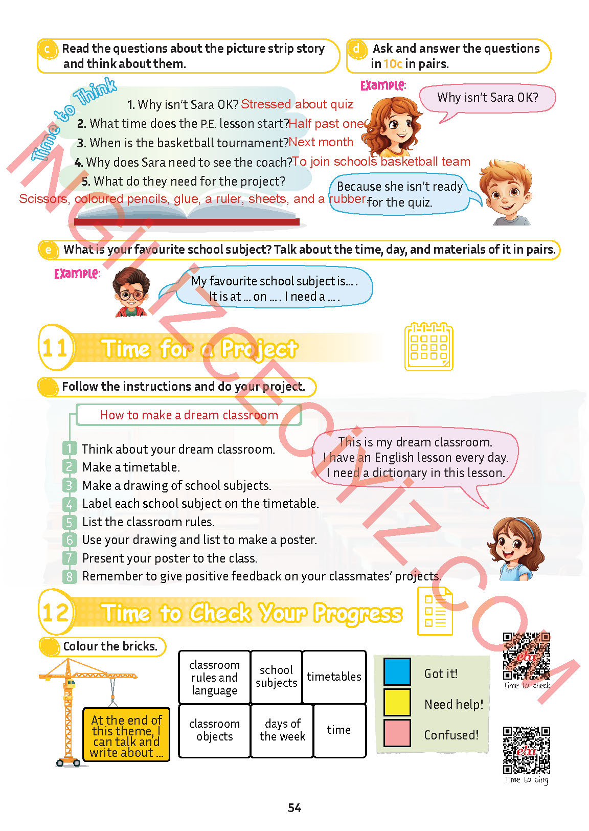 5. Sınıf İngilizce Meb Yayınları Kitabı Sayfa 54 Cevapları