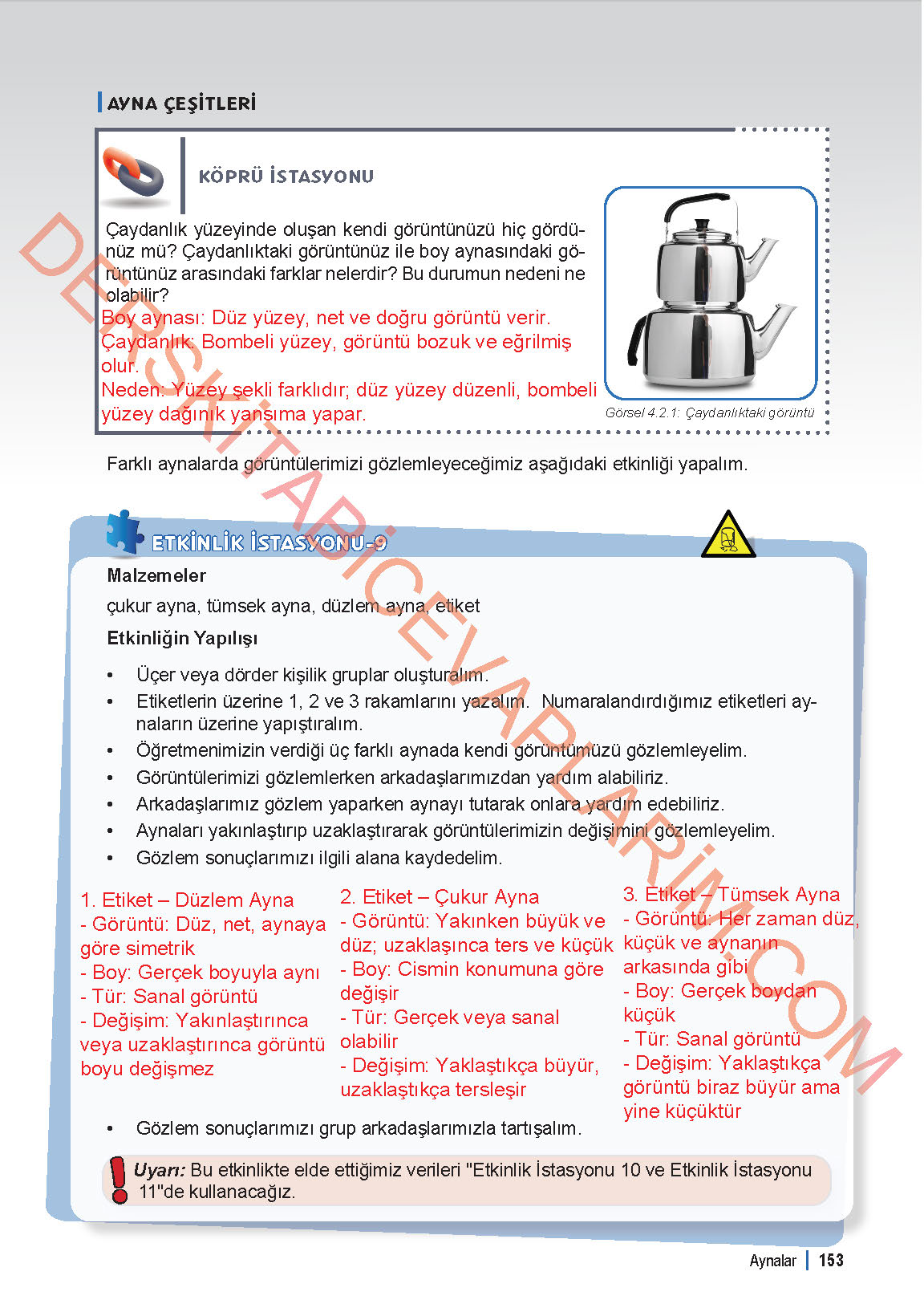 6. Sınıf Fen Bilgisi 1. Kitap Meb Yayınları Ders Kitabı Sayfa 153 Cevapları