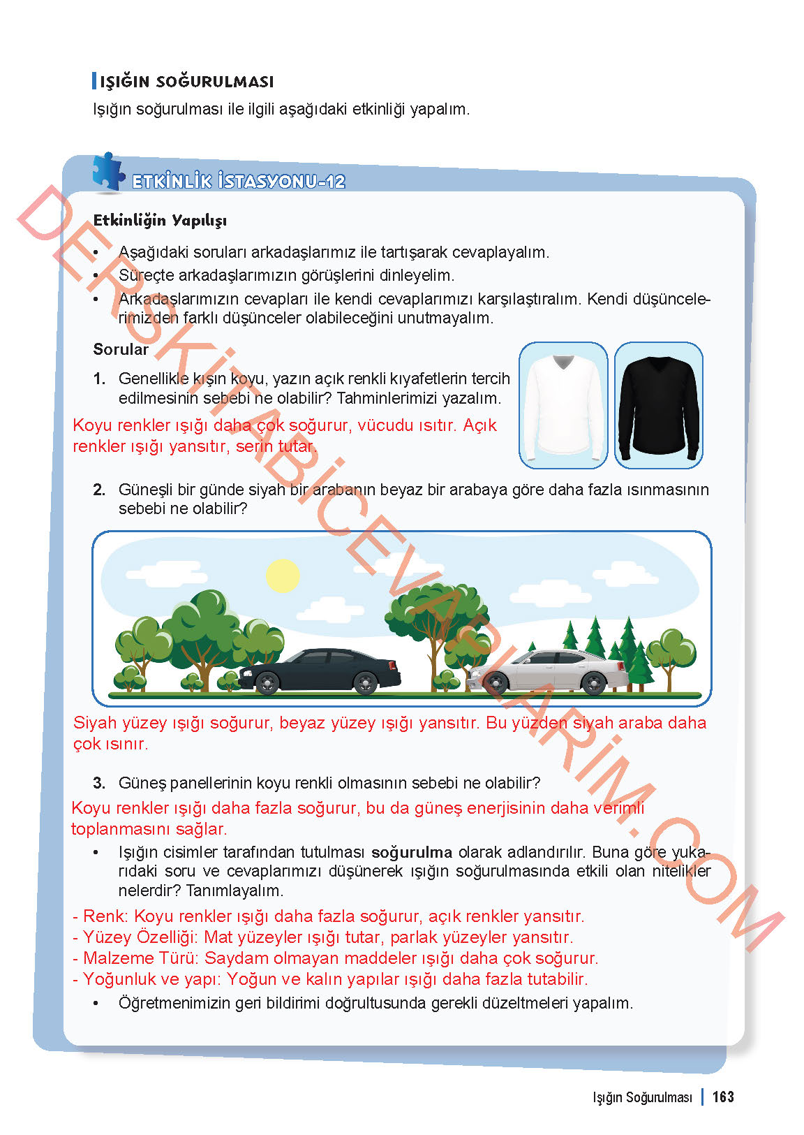 6. Sınıf Fen Bilgisi 1. Kitap Meb Yayınları Ders Kitabı Sayfa 163 Cevapları 6. Sınıf Fen Bilgisi 1. Kitap Meb Yayınları Ders Kitabı Sayfa 163 Cevapları