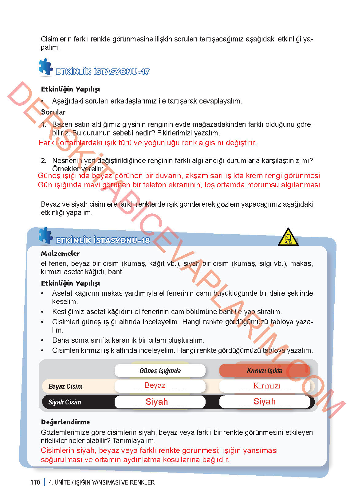 6. Sınıf Fen Bilgisi 1. Kitap Meb Yayınları Ders Kitabı Sayfa 170 Cevapları 6. Sınıf Fen Bilgisi 1. Kitap Meb Yayınları Ders Kitabı Sayfa 170 Cevapları