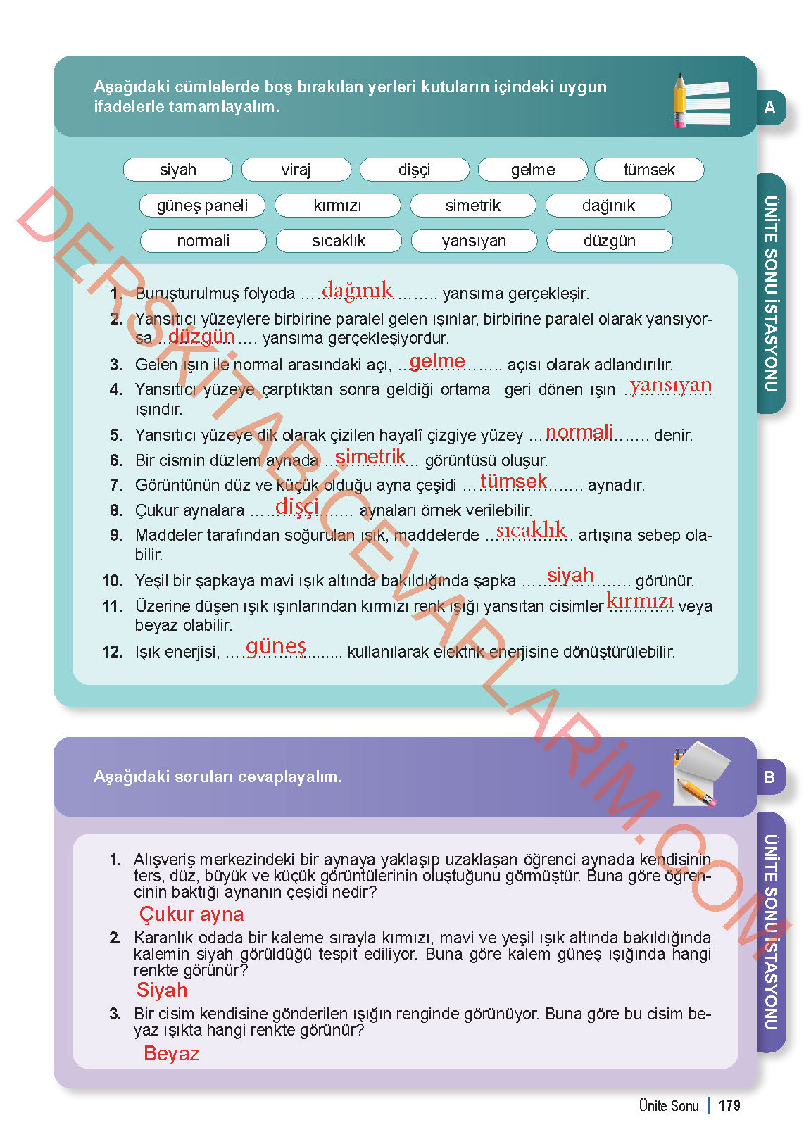 6. Sınıf Fen Bilgisi 1. Kitap Meb Yayınları Ders Kitabı Sayfa 179 Cevapları 6. Sınıf Fen Bilgisi 1. Kitap Meb Yayınları Ders Kitabı Sayfa 179 Cevapları