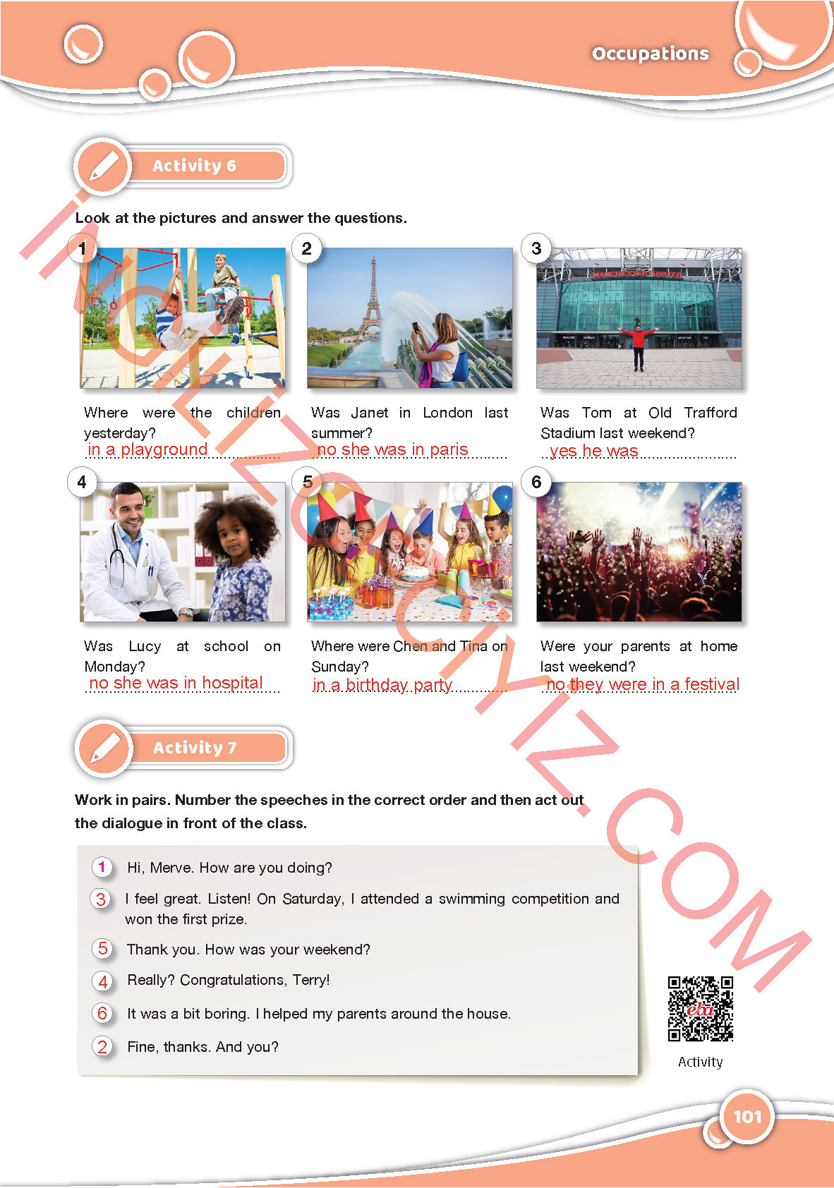 6. Sınıf İngilizce Özgün Yayınları Kitabı Sayfa 101 Cevapları