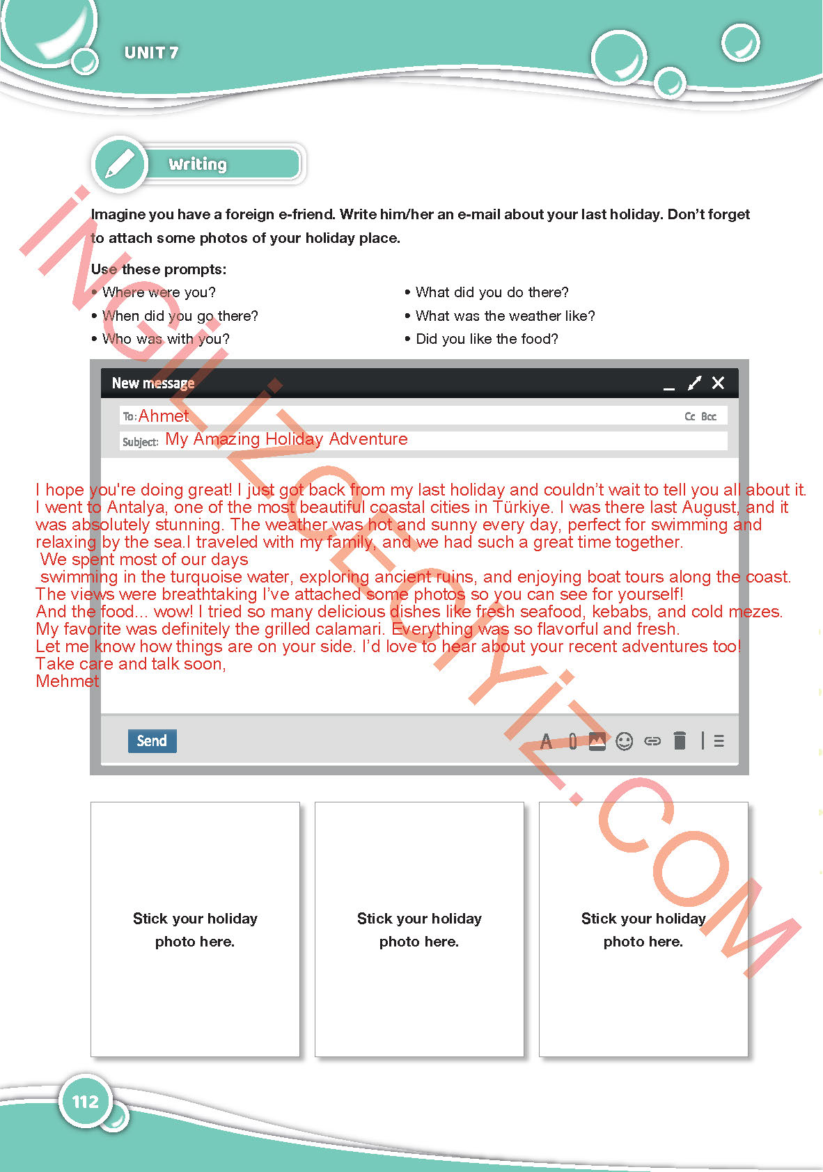 6. Sınıf İngilizce Özgün Yayınları Kitabı Sayfa 112 Cevapları 6. Sınıf İngilizce Özgün Yayınları Kitabı Sayfa 112 Cevapları