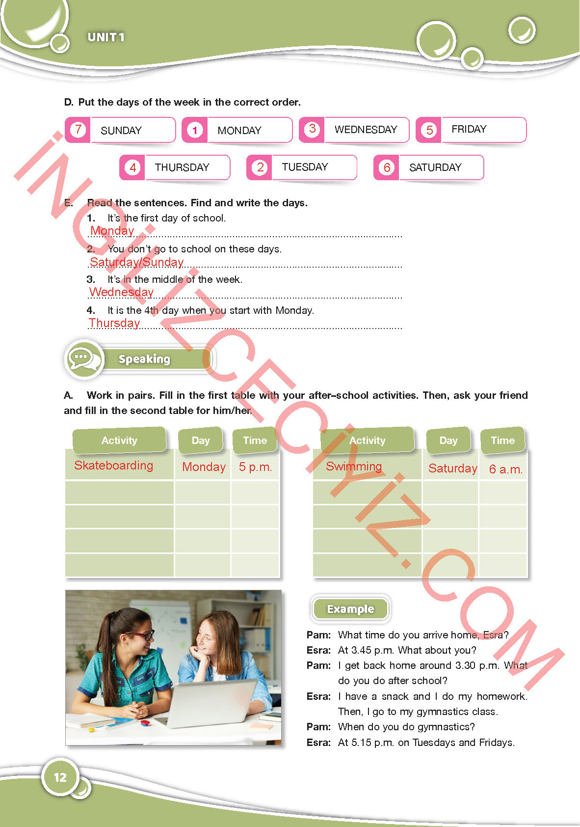 6. Sınıf İngilizce Özgün Yayınları Kitabı Sayfa 12 Cevapları 6. Sınıf İngilizce Özgün Yayınları Kitabı Sayfa 12 Cevapları