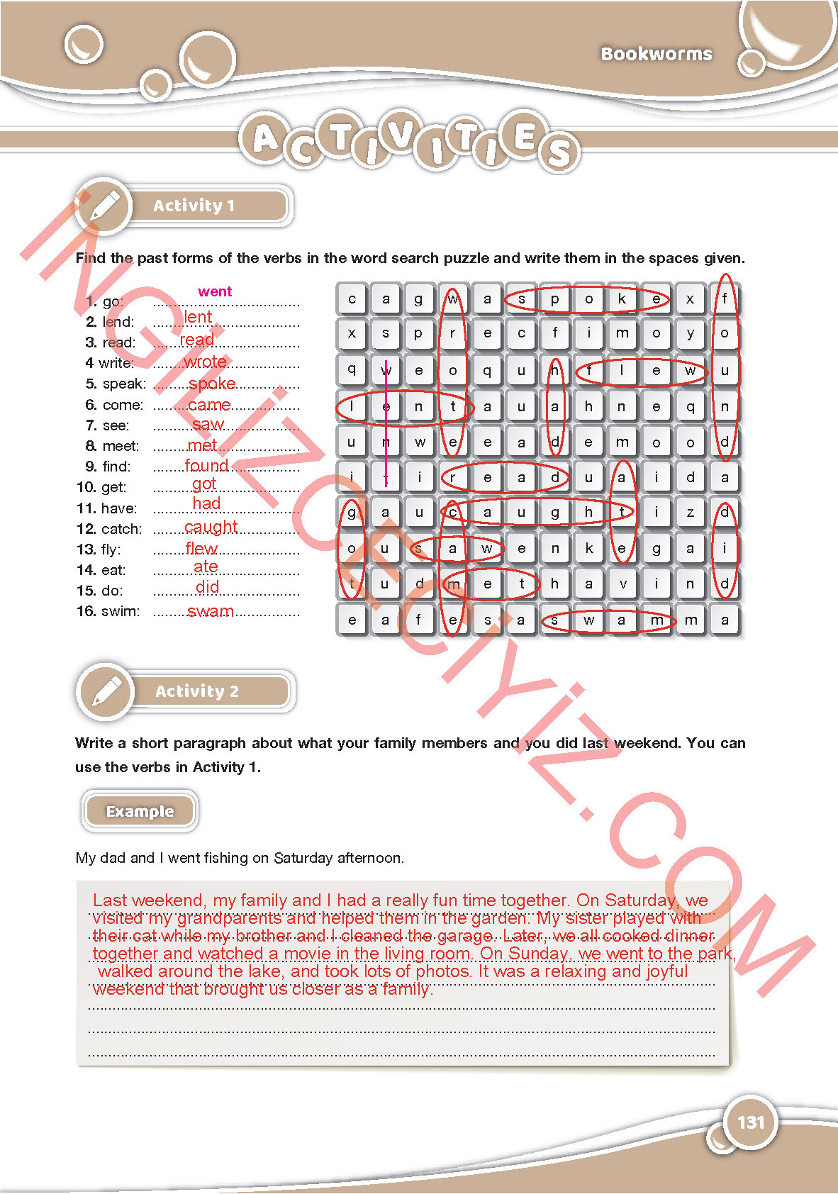 6. Sınıf İngilizce Özgün Yayınları Kitabı Sayfa 131 Cevapları