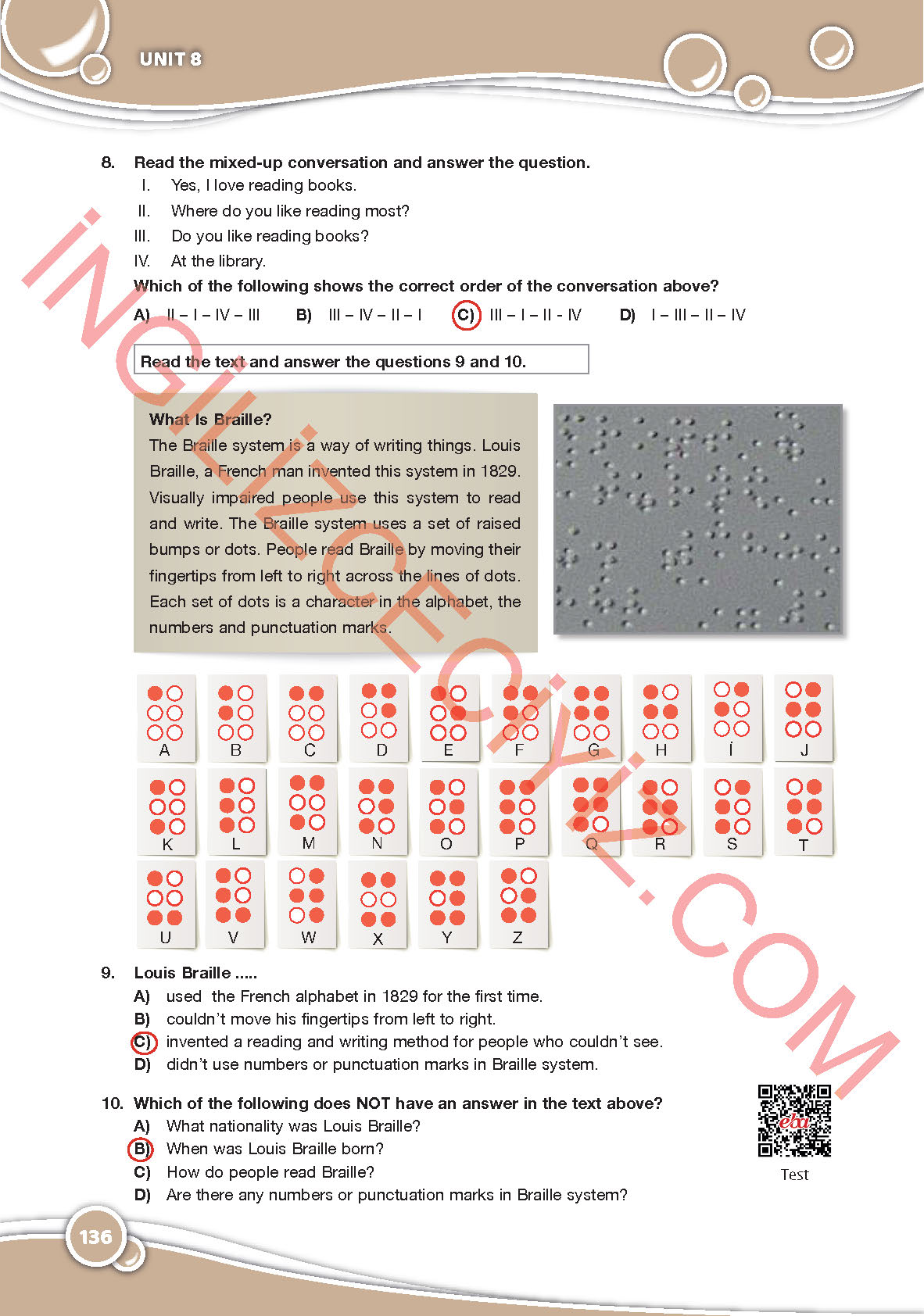 6. Sınıf İngilizce Özgün Yayınları Kitabı Sayfa 136 Cevapları