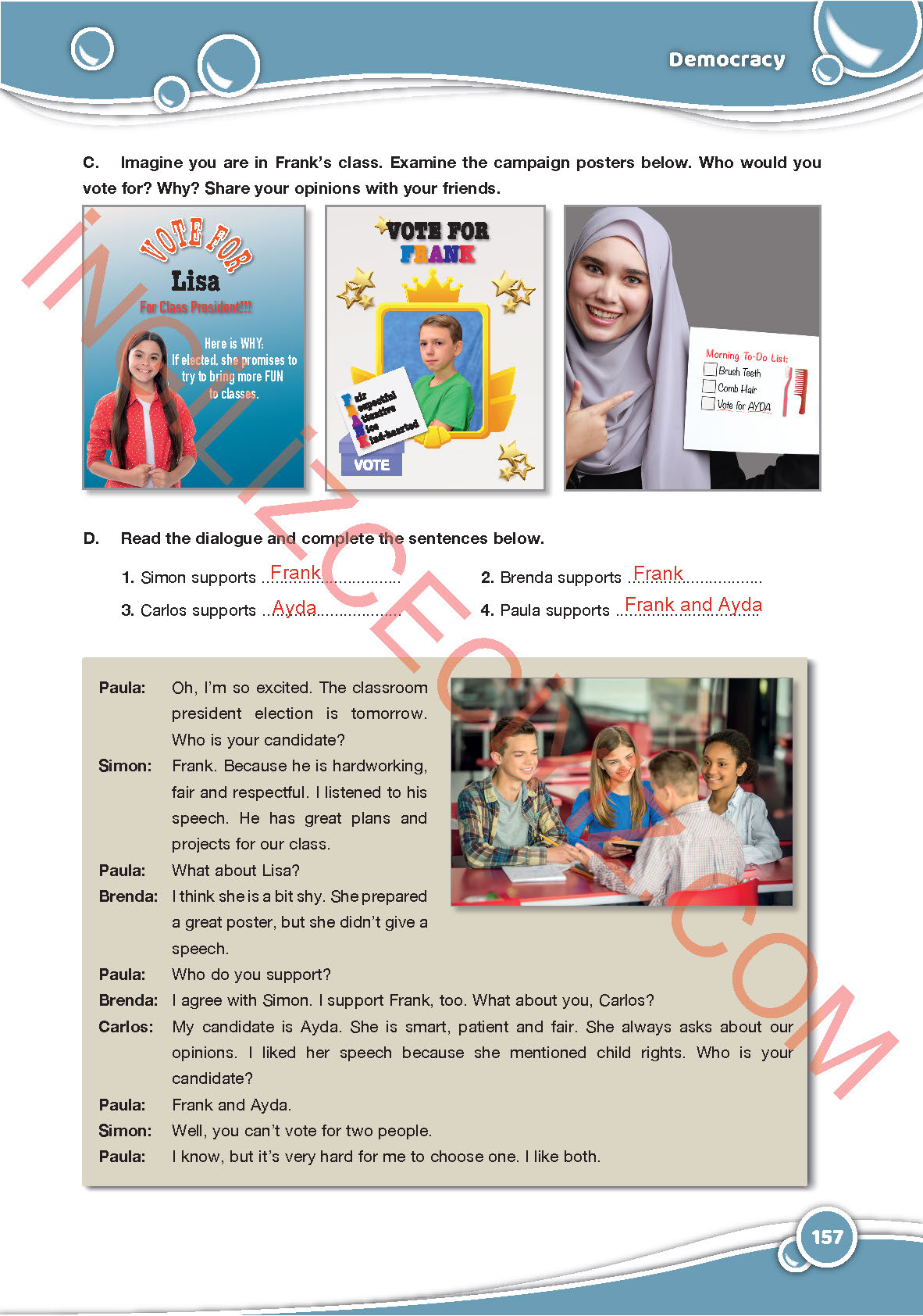 6. Sınıf İngilizce Özgün Yayınları Kitabı Sayfa 157 Cevapları