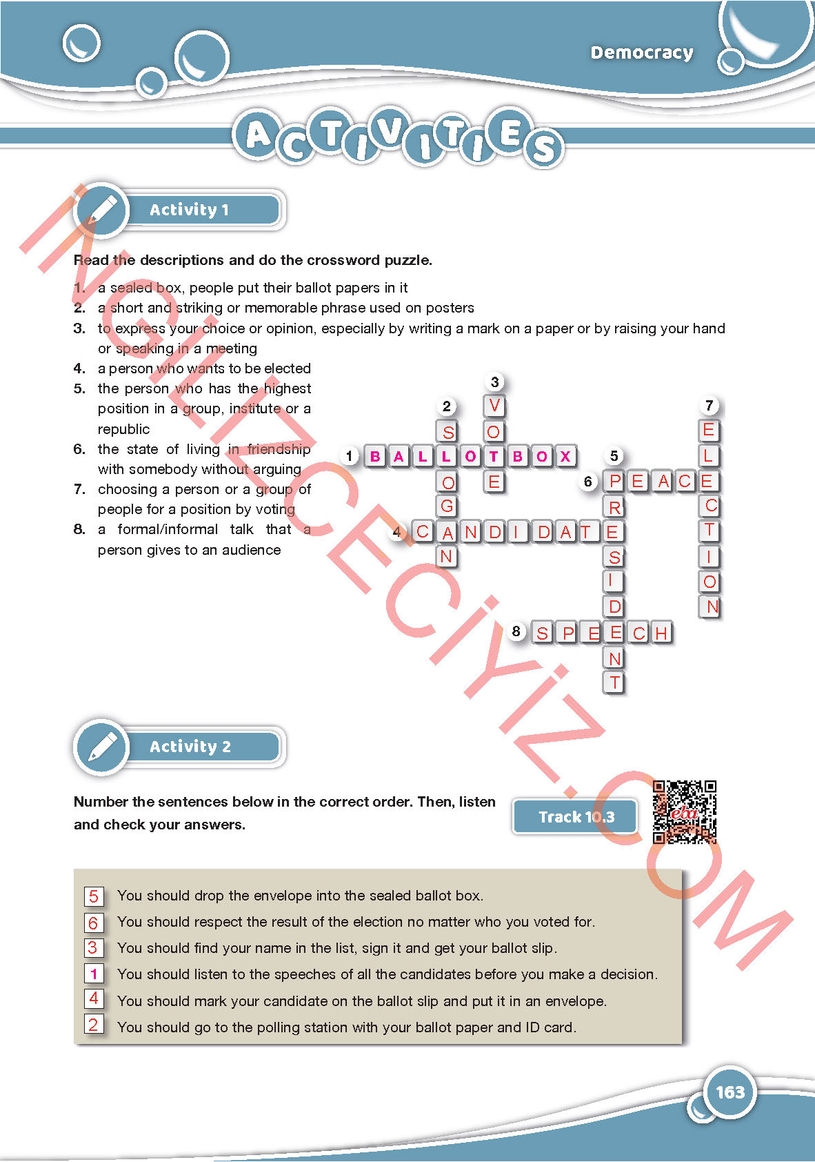 6. Sınıf İngilizce Özgün Yayınları Kitabı Sayfa 163 Cevapları