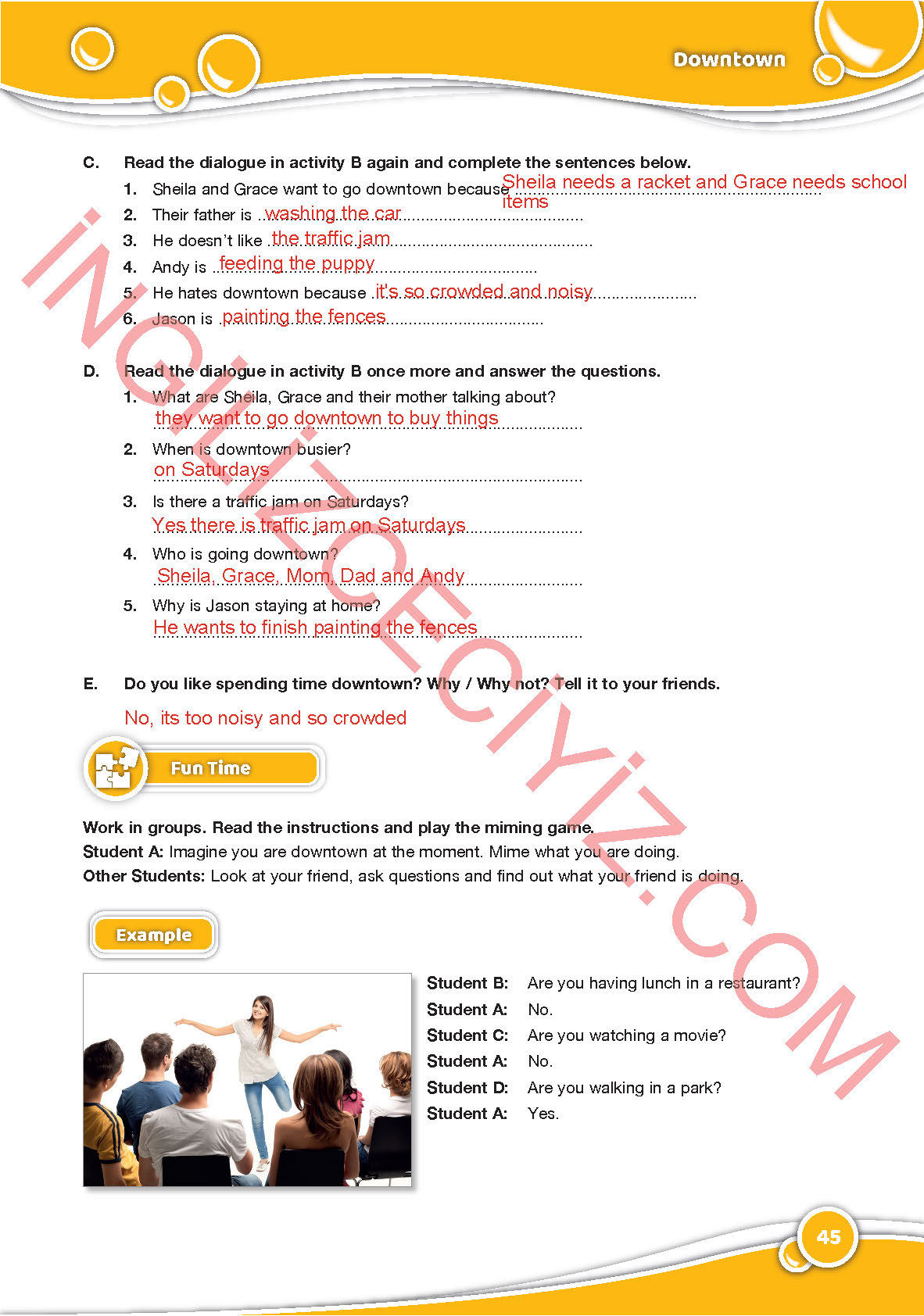 6. Sınıf İngilizce Özgün Yayınları Kitabı Sayfa 45 Cevapları