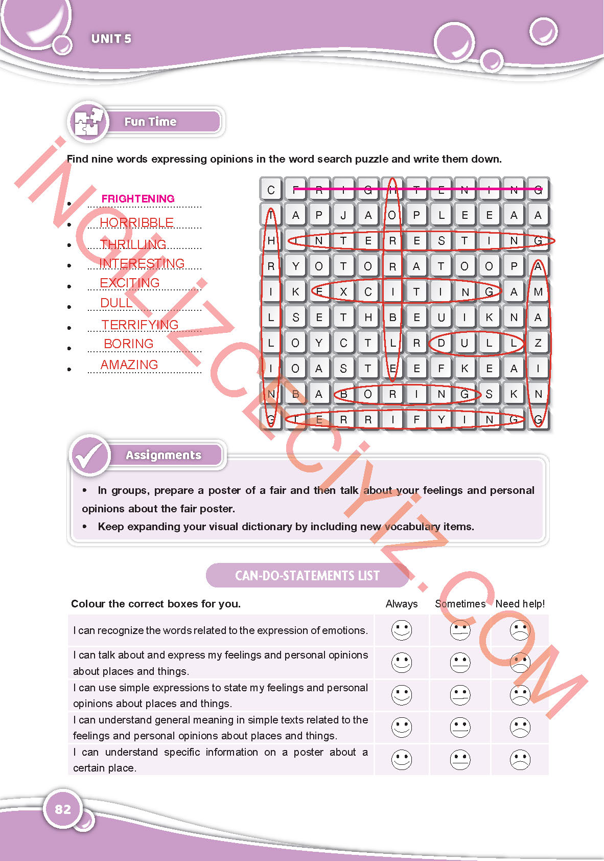 6. Sınıf İngilizce Özgün Yayınları Kitabı Sayfa 82 Cevapları