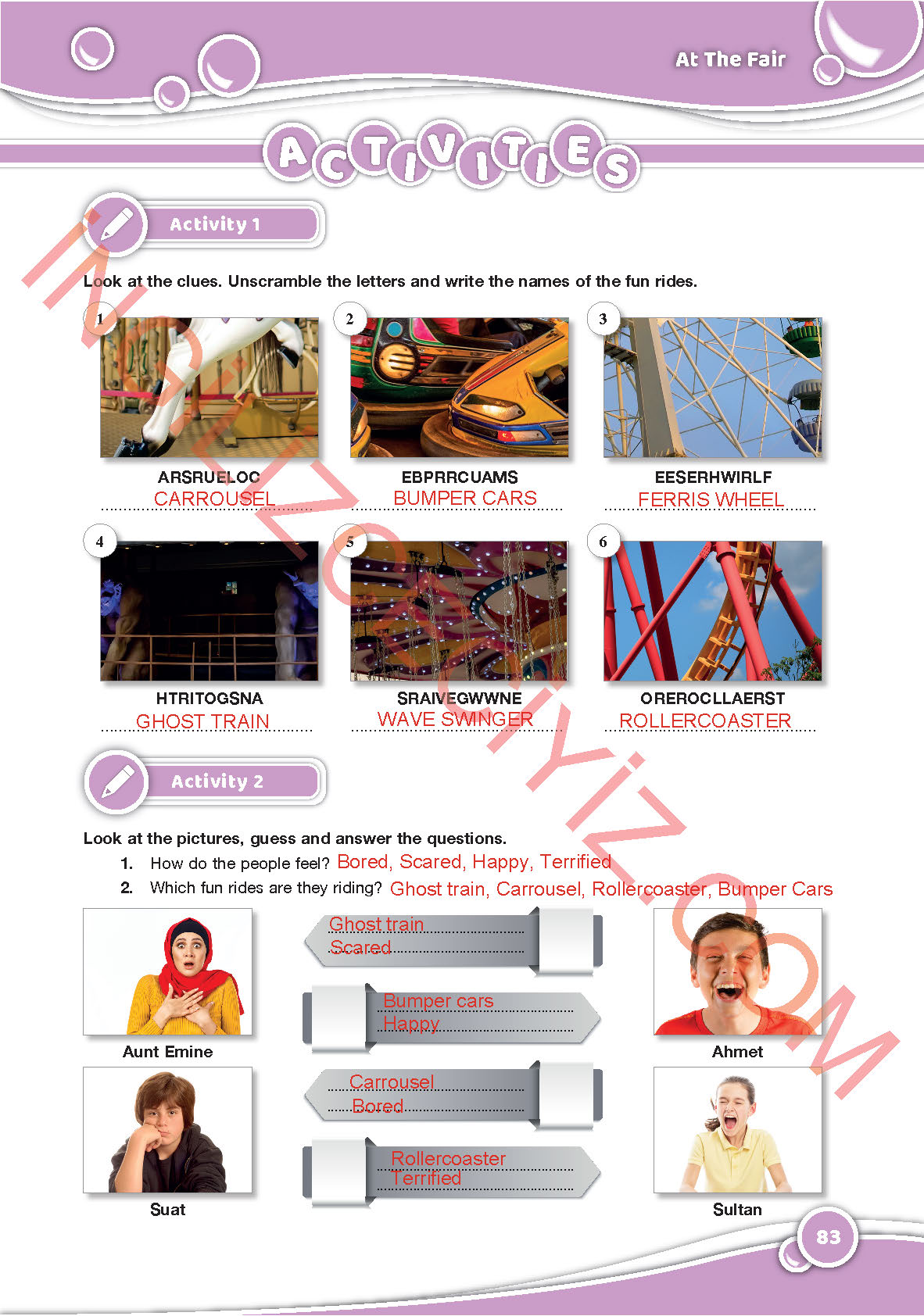 6. Sınıf İngilizce Özgün Yayınları Kitabı Sayfa 83 Cevapları