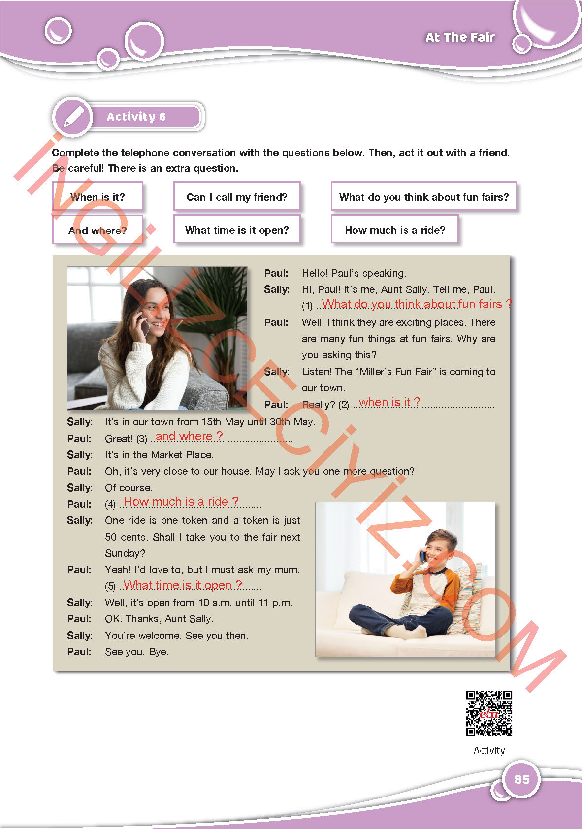 6. Sınıf İngilizce Özgün Yayınları Kitabı Sayfa 85 Cevapları