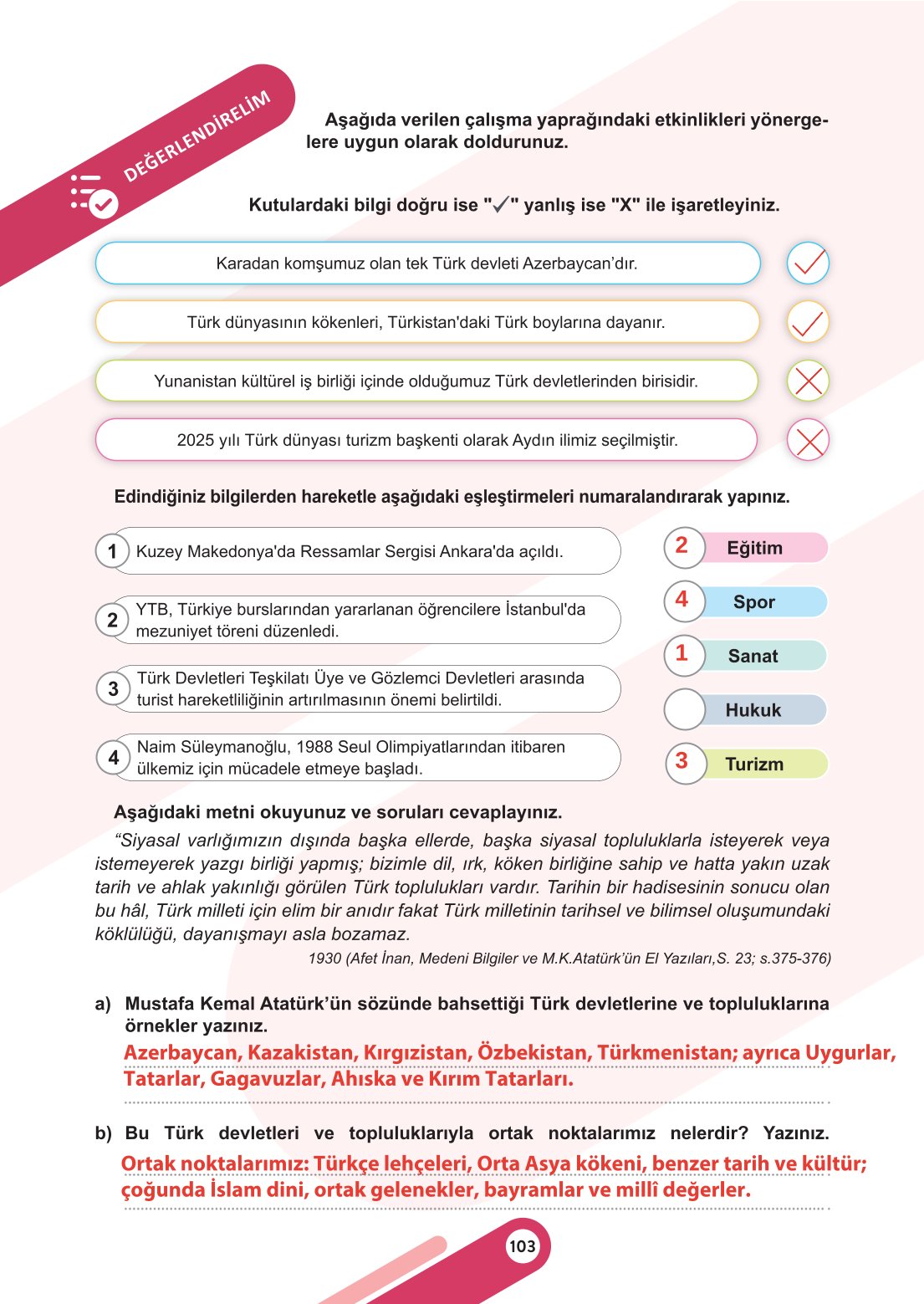 6. Sınıf Meb Yayınları Sosyal Bilgiler Ders Kitabı Sayfa 103 Cevapları 6. Sınıf Meb Yayınları Sosyal Bilgiler Ders Kitabı Sayfa 103 Cevapları