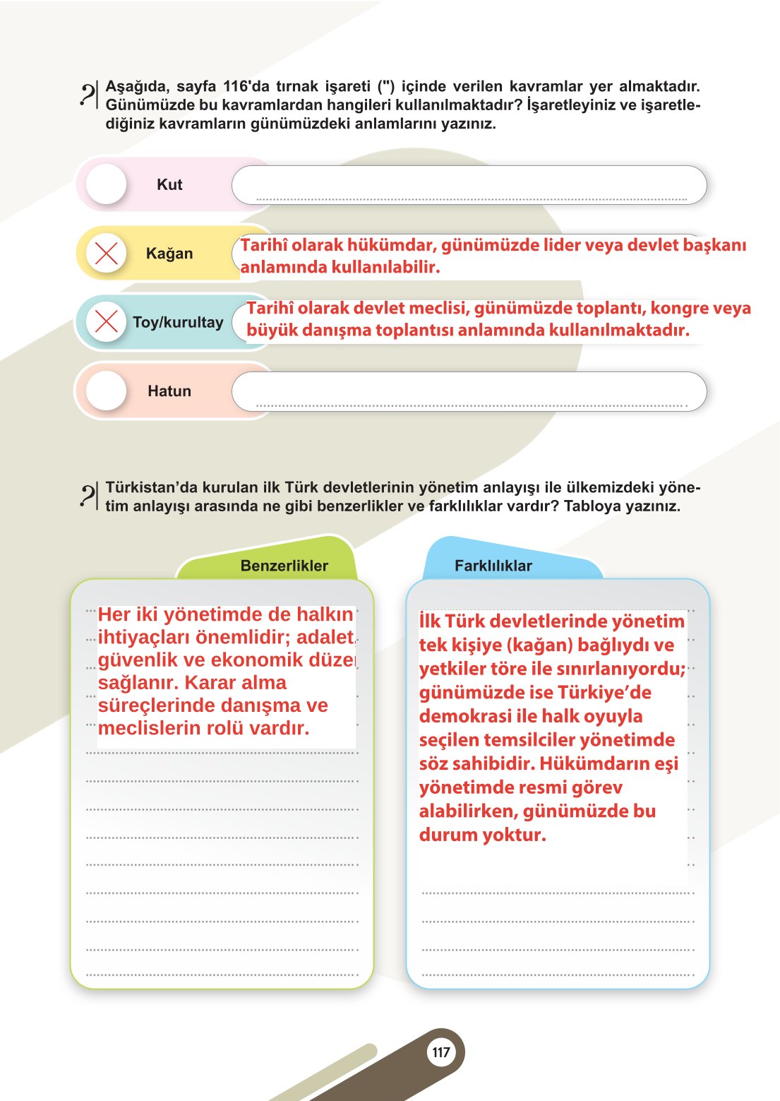 6. Sınıf Meb Yayınları Sosyal Bilgiler Ders Kitabı Sayfa 117 Cevapları