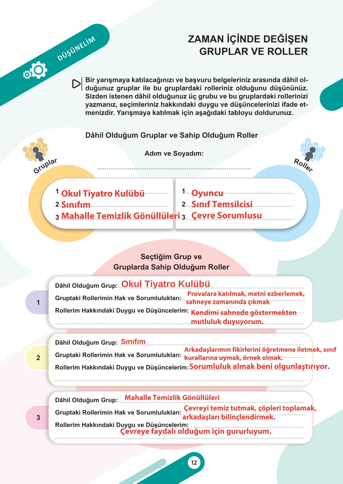 6. Sınıf Meb Yayınları Sosyal Bilgiler Ders Kitabı Sayfa 12 Cevapları