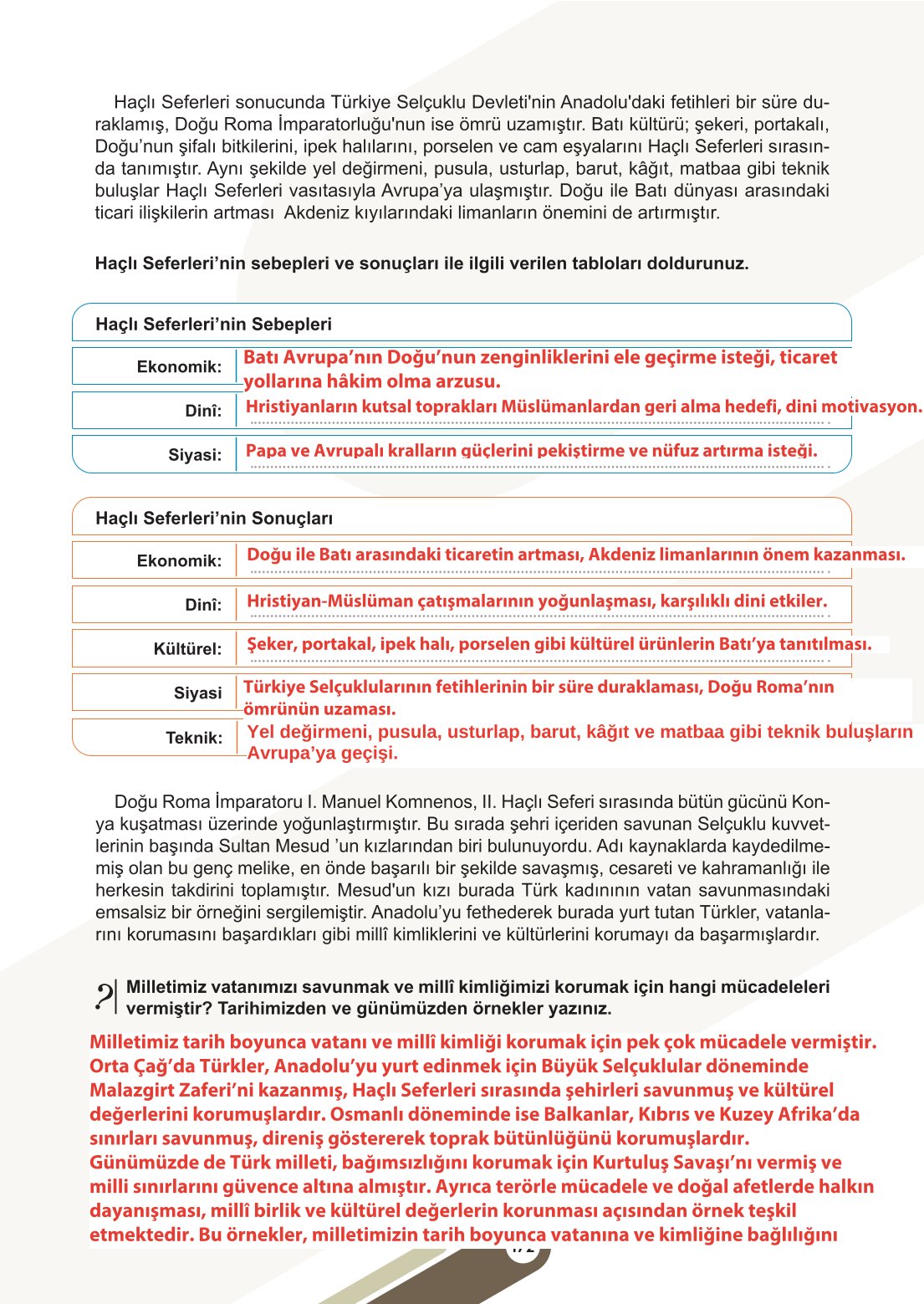 6. Sınıf Meb Yayınları Sosyal Bilgiler Ders Kitabı Sayfa 172 Cevapları