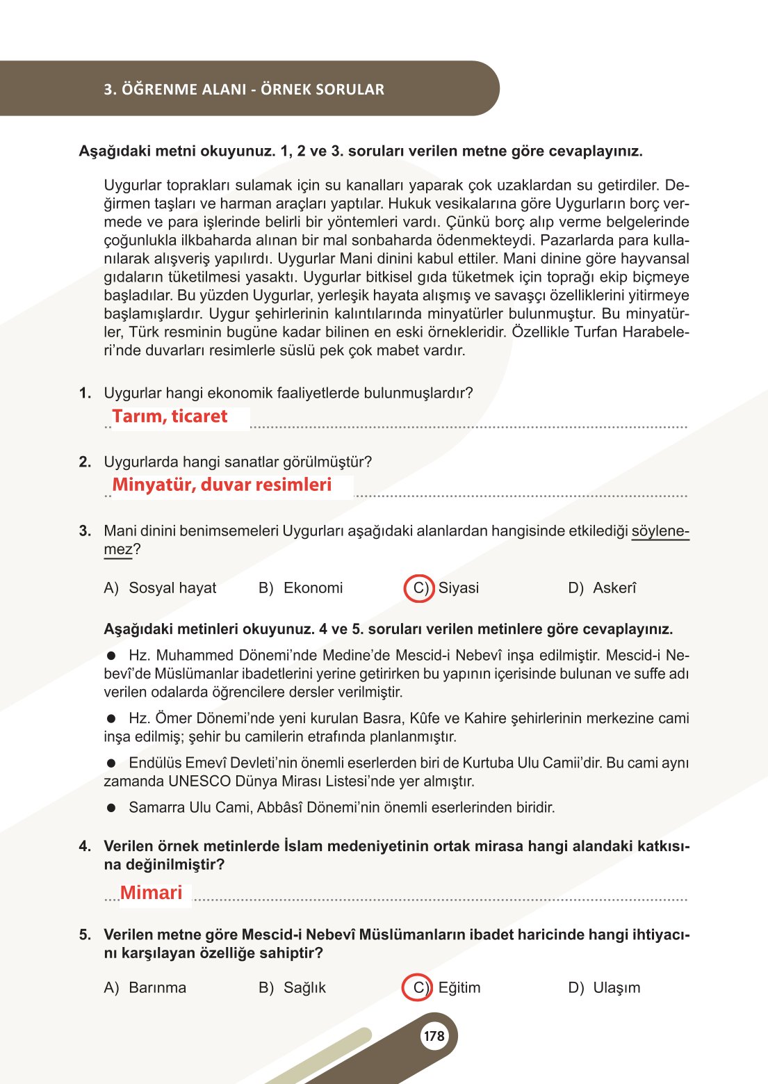 6. Sınıf Meb Yayınları Sosyal Bilgiler Ders Kitabı Sayfa 178 Cevapları 6. Sınıf Meb Yayınları Sosyal Bilgiler Ders Kitabı Sayfa 178 Cevapları