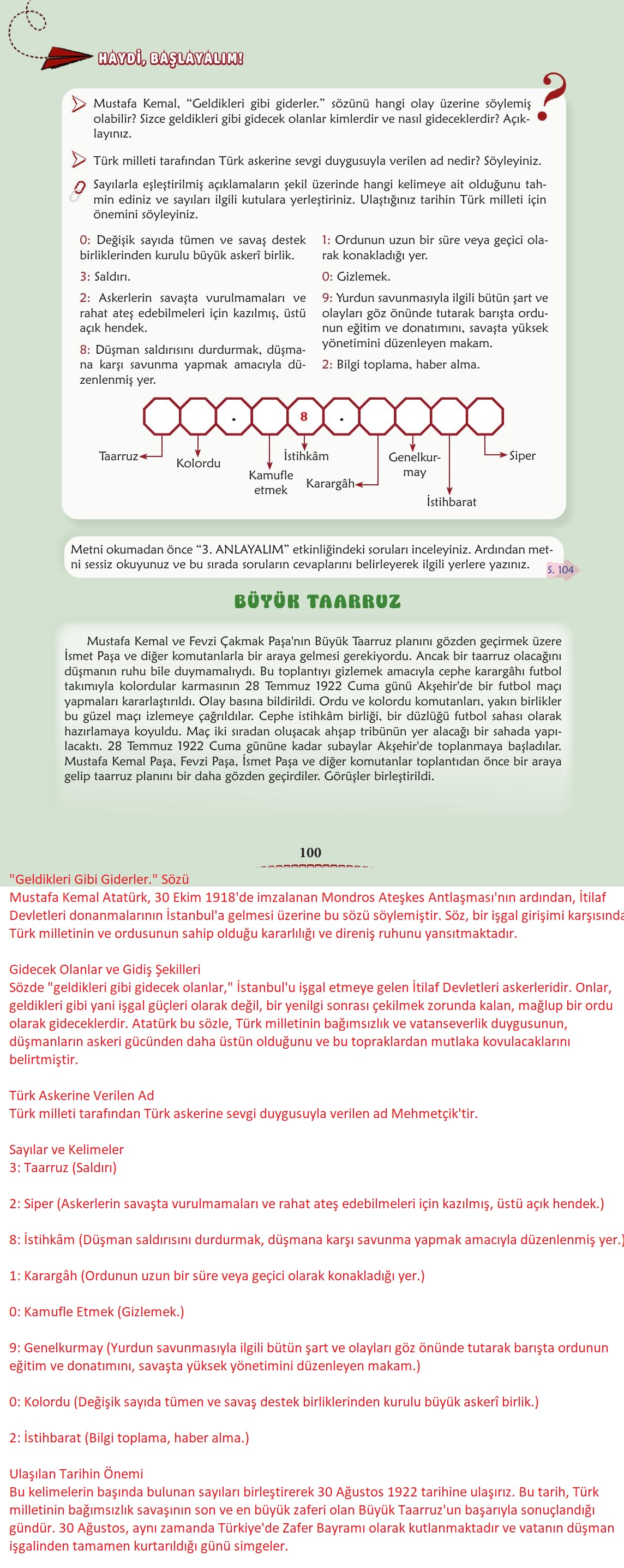 6. Sınıf Türkçe 1. Kitap Meb Yayınları Ders Kitabı Sayfa 101 Cevapları