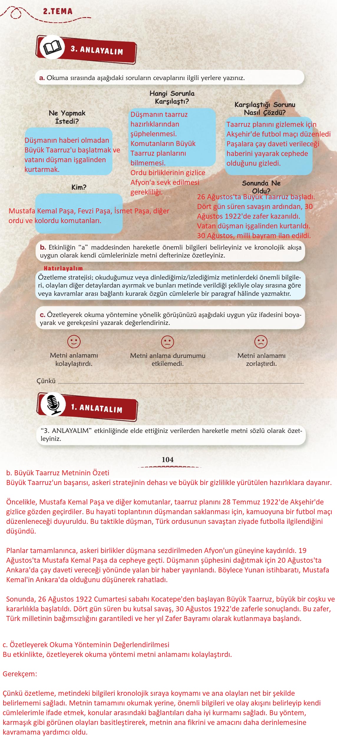 6. Sınıf Türkçe 1. Kitap Meb Yayınları Ders Kitabı Sayfa 105 Cevapları