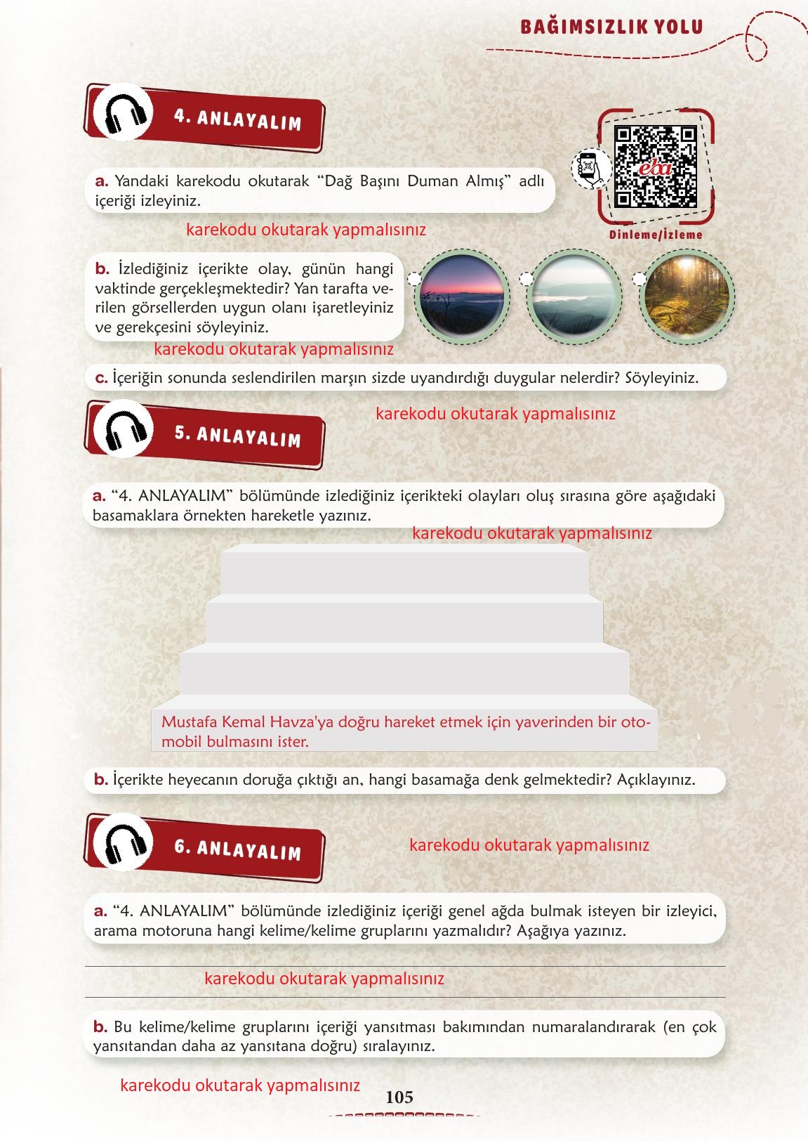 6. Sınıf Türkçe 1. Kitap Meb Yayınları Ders Kitabı Sayfa 106 Cevapları