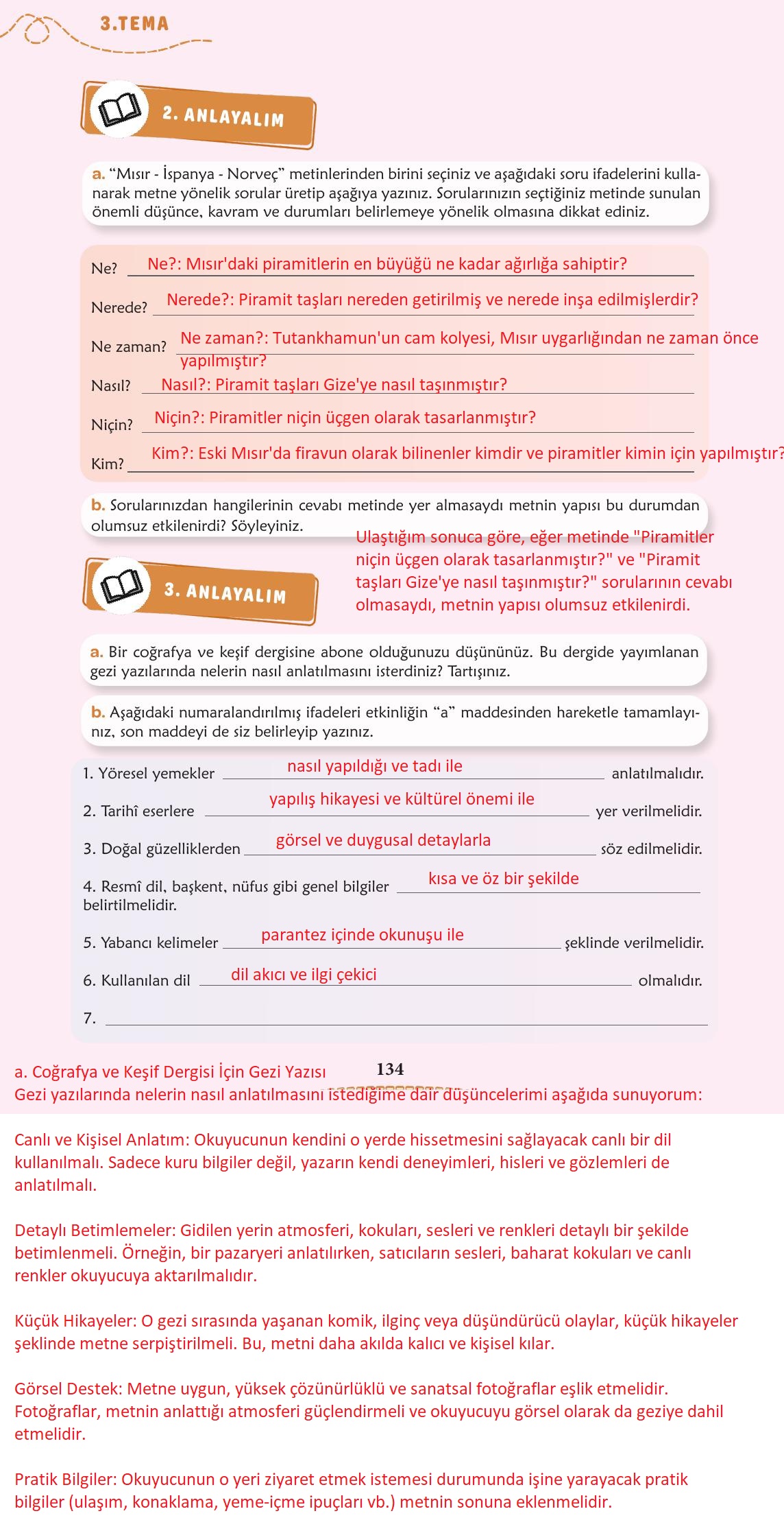 6. Sınıf Türkçe 1. Kitap Meb Yayınları Ders Kitabı Sayfa 135 Cevapları