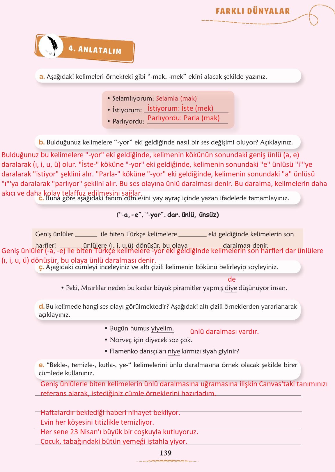 6. Sınıf Türkçe 1. Kitap Meb Yayınları Ders Kitabı Sayfa 140 Cevapları