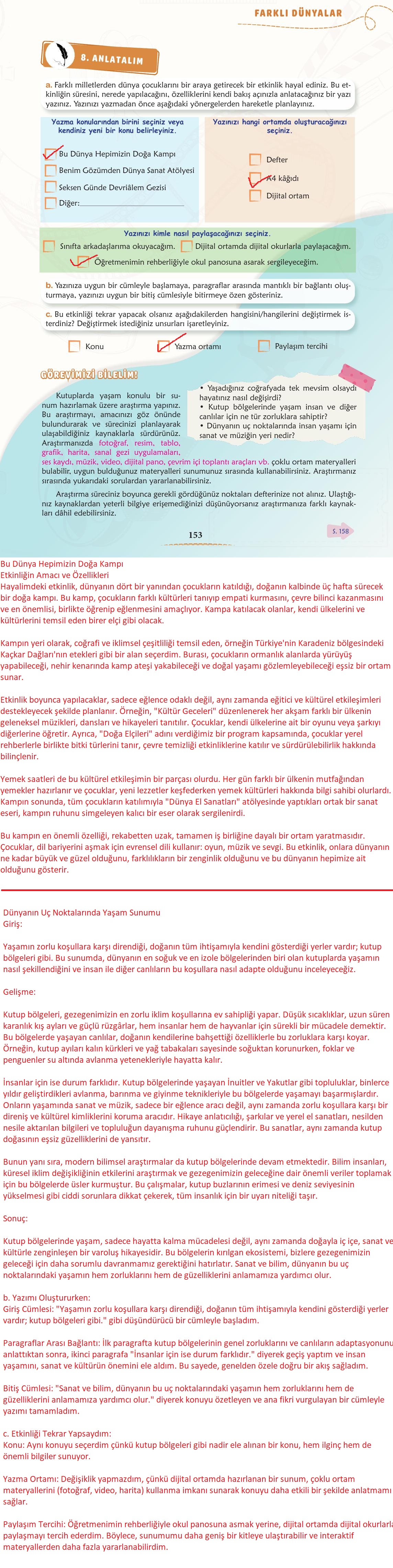 6. Sınıf Türkçe 1. Kitap Meb Yayınları Ders Kitabı Sayfa 154 Cevapları