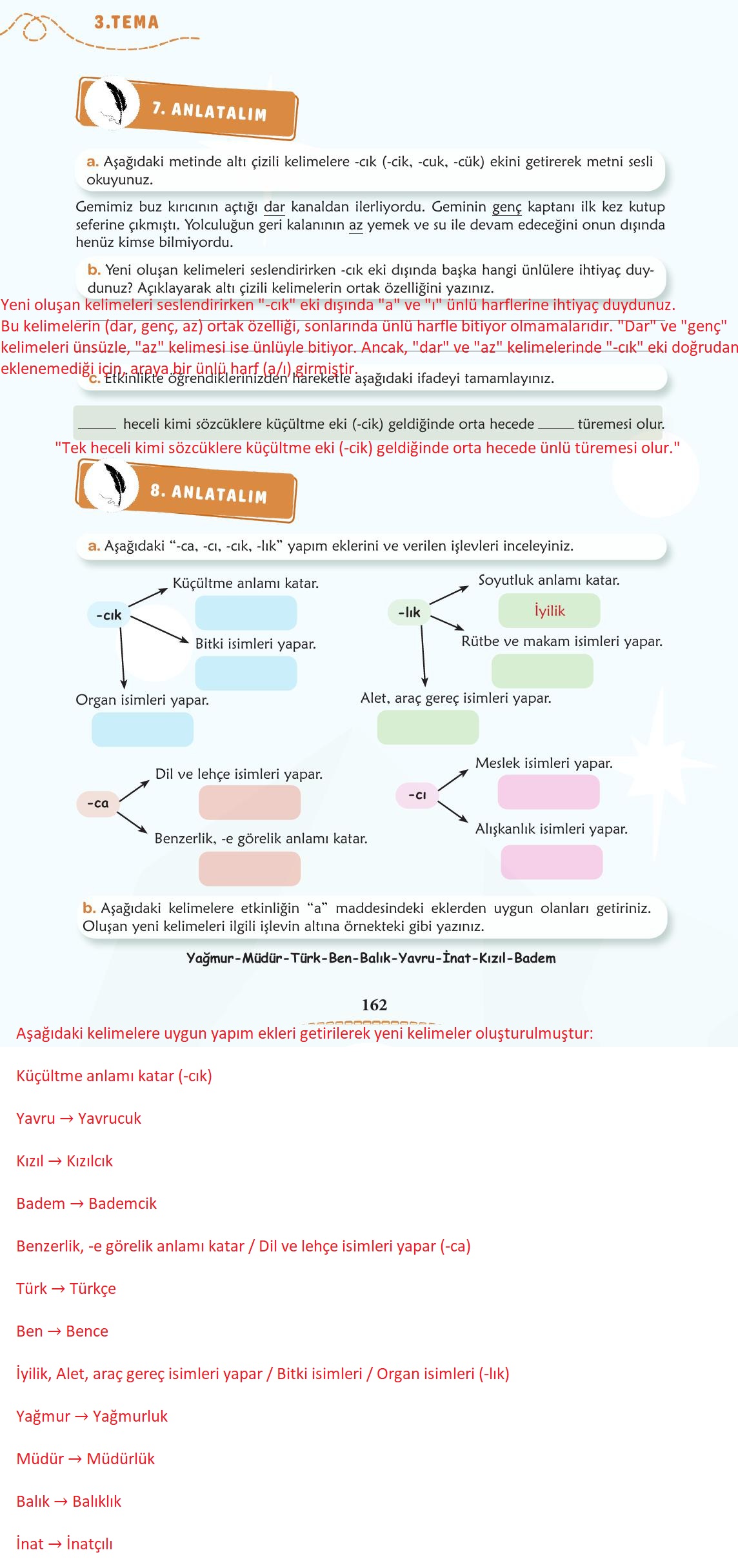 6. Sınıf Türkçe 1. Kitap Meb Yayınları Ders Kitabı Sayfa 163 Cevapları