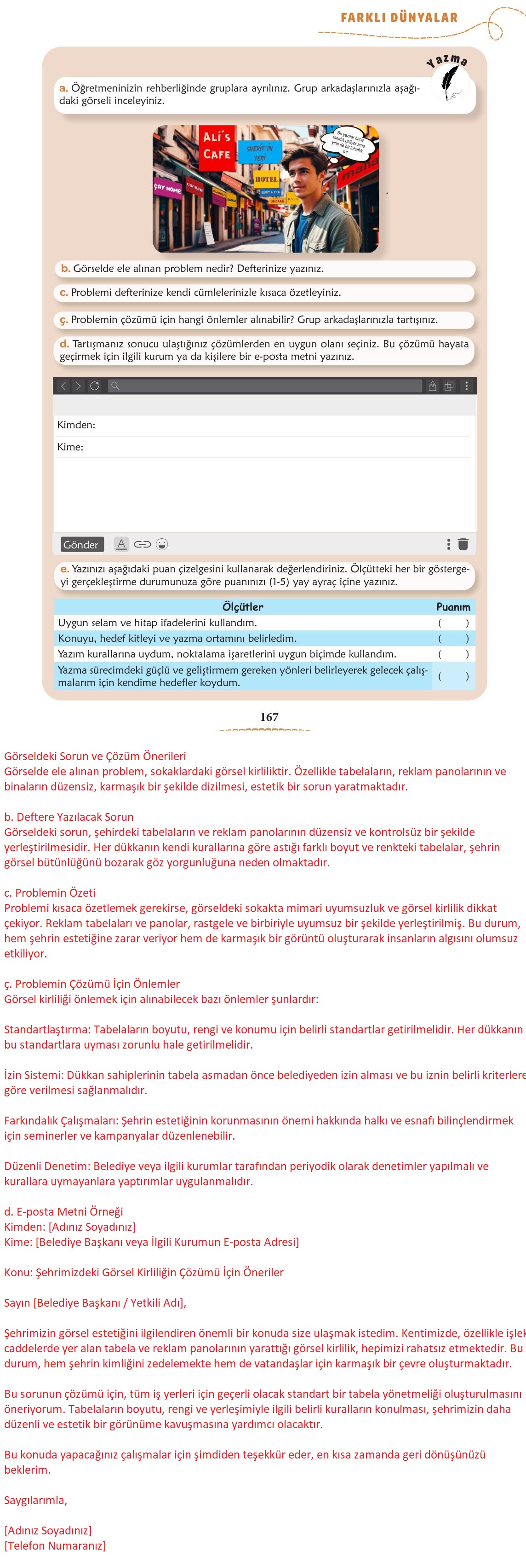 6. Sınıf Türkçe 1. Kitap Meb Yayınları Ders Kitabı Sayfa 168 Cevapları