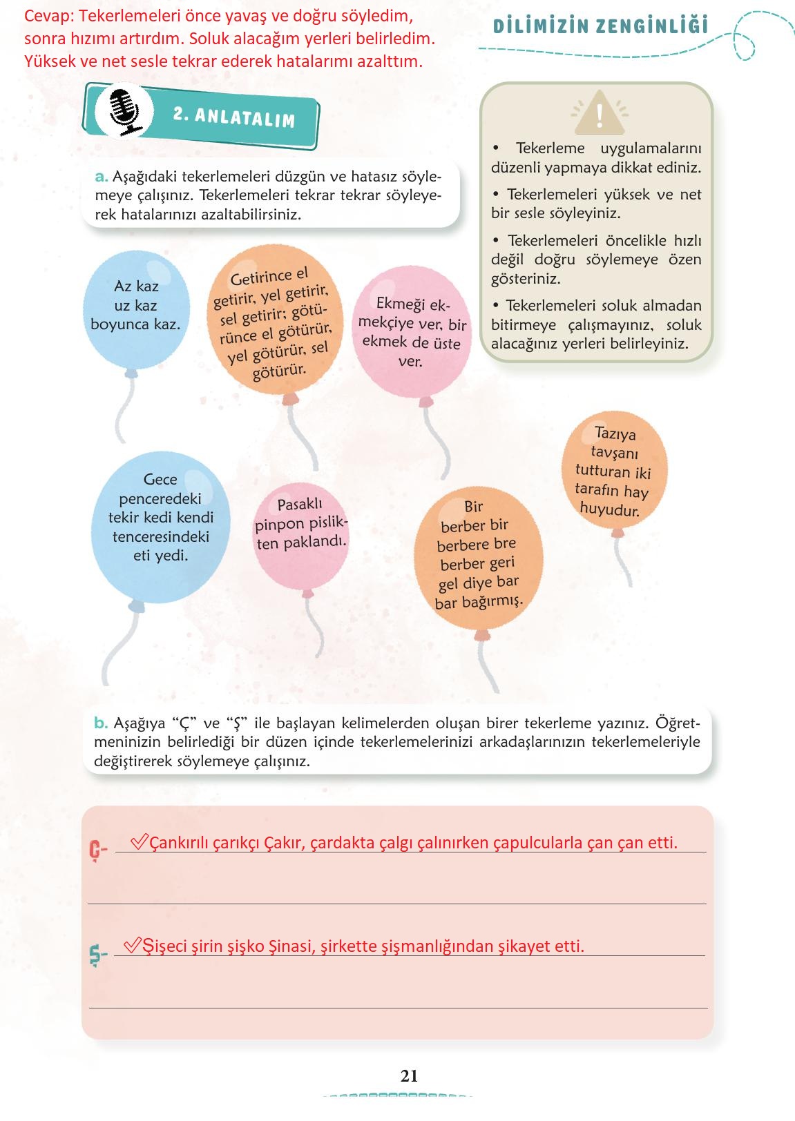 6. Sınıf Türkçe 1. Kitap Meb Yayınları Ders Kitabı Sayfa 22 Cevapları