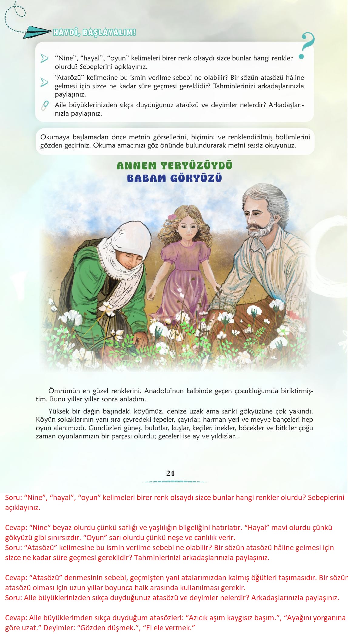 6. Sınıf Türkçe 1. Kitap Meb Yayınları Ders Kitabı Sayfa 25 Cevapları