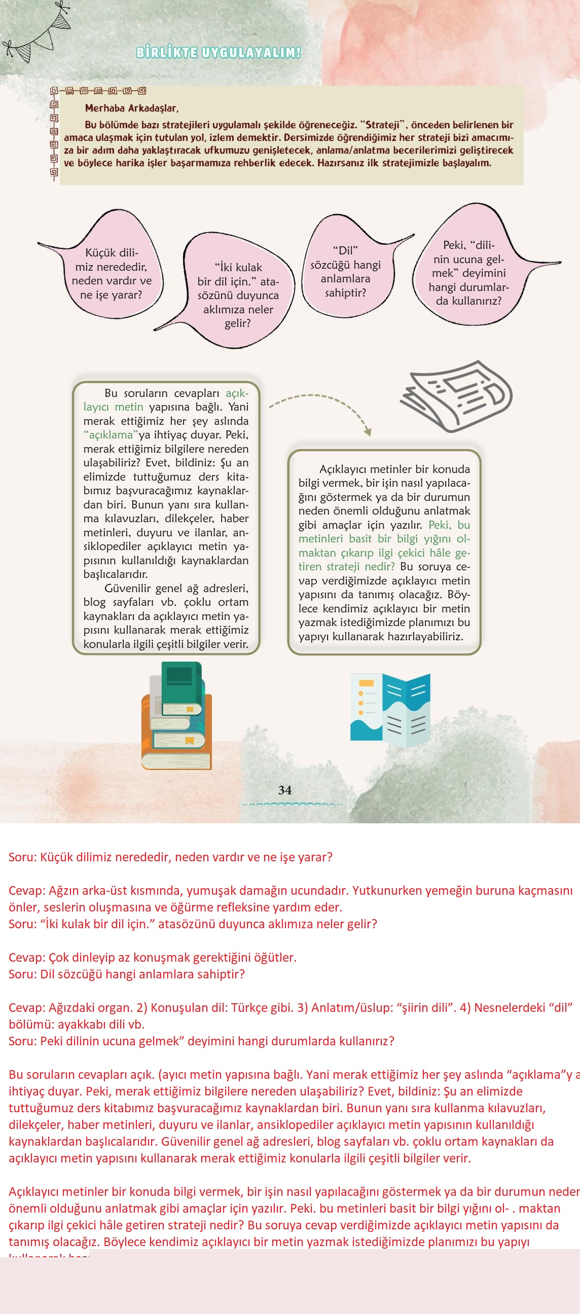6. Sınıf Türkçe 1. Kitap Meb Yayınları Ders Kitabı Sayfa 35 Cevapları