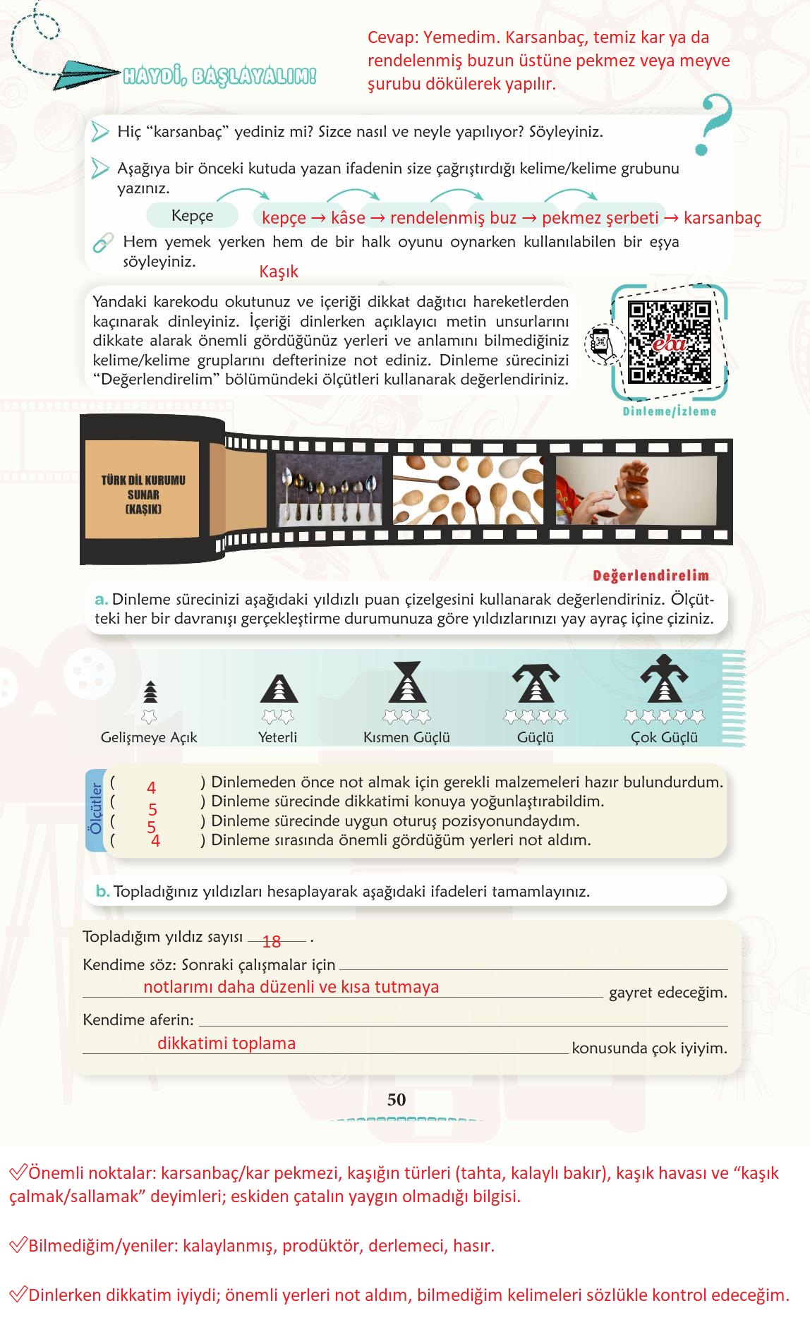 6. Sınıf Türkçe 1. Kitap Meb Yayınları Ders Kitabı Sayfa 51 Cevapları