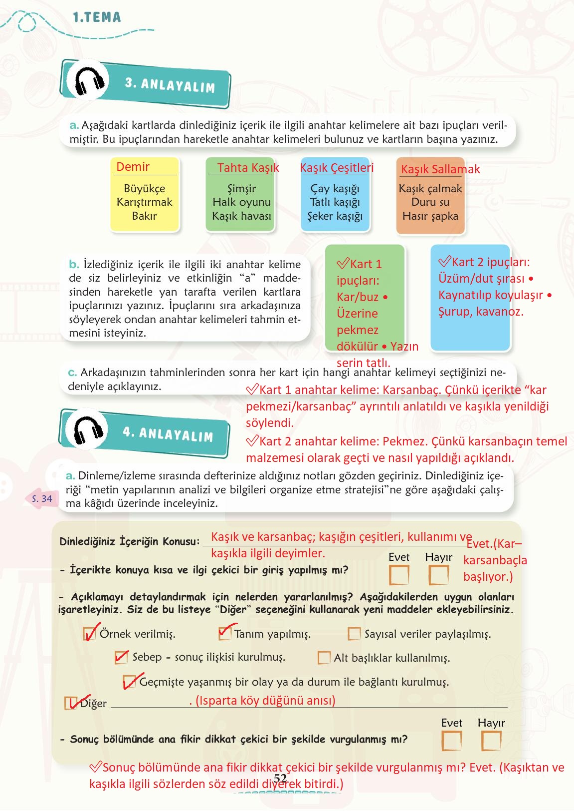 6. Sınıf Türkçe 1. Kitap Meb Yayınları Ders Kitabı Sayfa 53 Cevapları