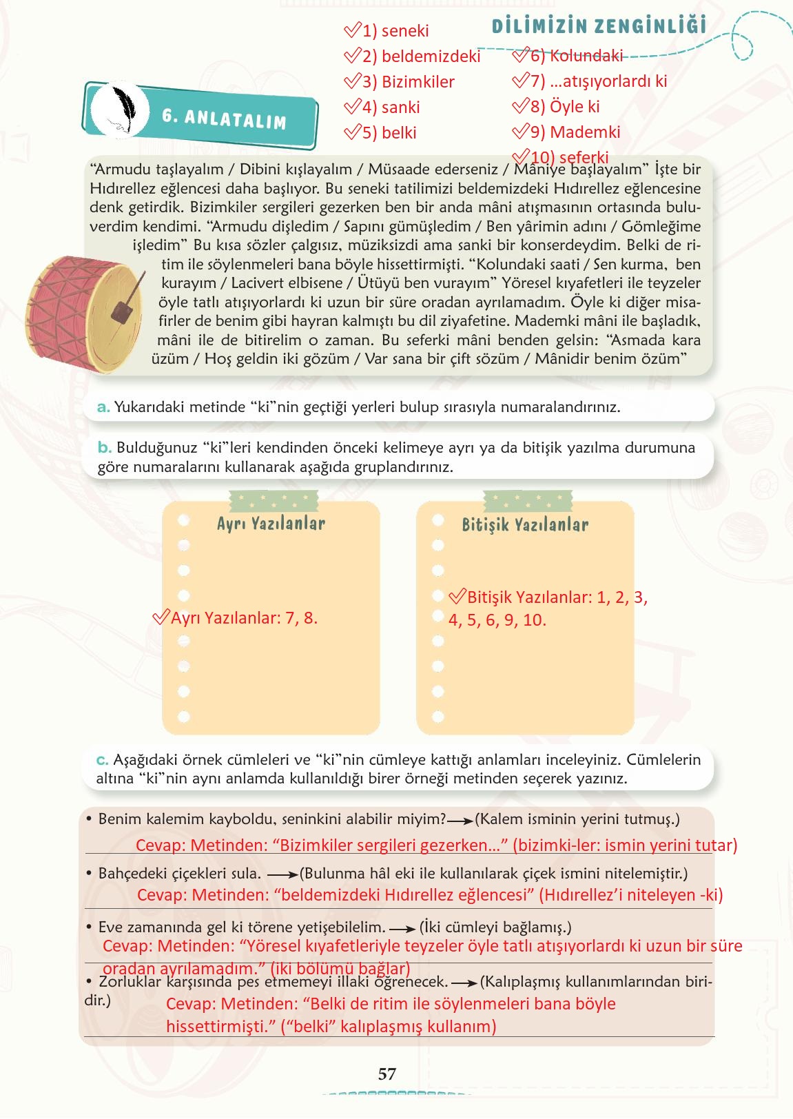 6. Sınıf Türkçe 1. Kitap Meb Yayınları Ders Kitabı Sayfa 58 Cevapları 6. Sınıf Türkçe 1. Kitap Meb Yayınları Ders Kitabı Sayfa 58 Cevapları