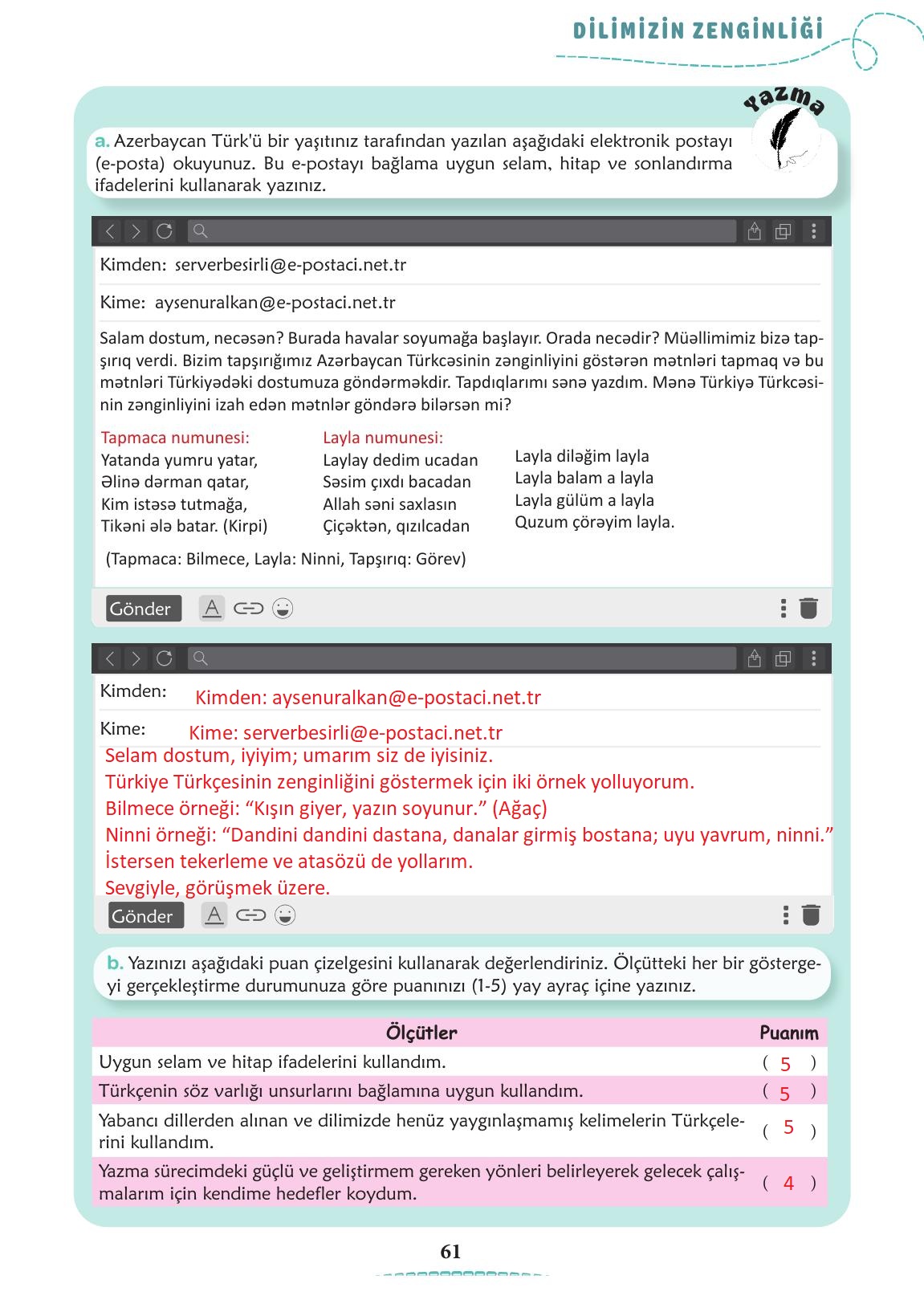 6. Sınıf Türkçe 1. Kitap Meb Yayınları Ders Kitabı Sayfa 62 Cevapları