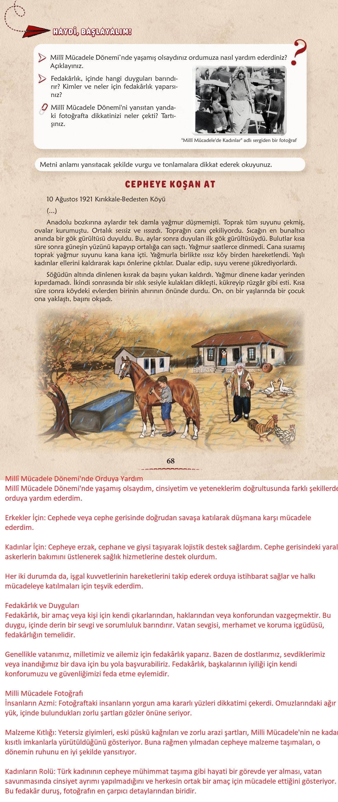6. Sınıf Türkçe 1. Kitap Meb Yayınları Ders Kitabı Sayfa 69 Cevapları