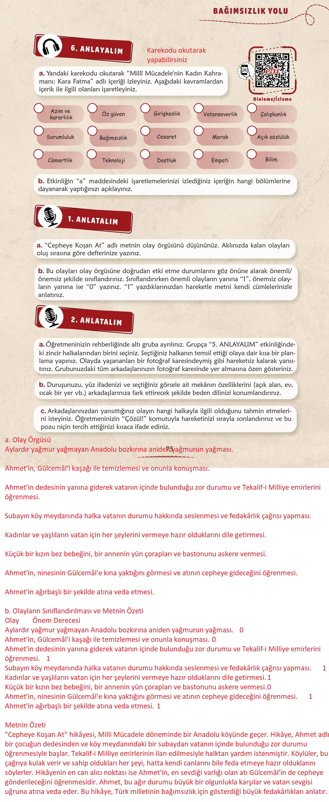 6. Sınıf Türkçe 1. Kitap Meb Yayınları Ders Kitabı Sayfa 76 Cevapları 6. Sınıf Türkçe 1. Kitap Meb Yayınları Ders Kitabı Sayfa 76 Cevapları