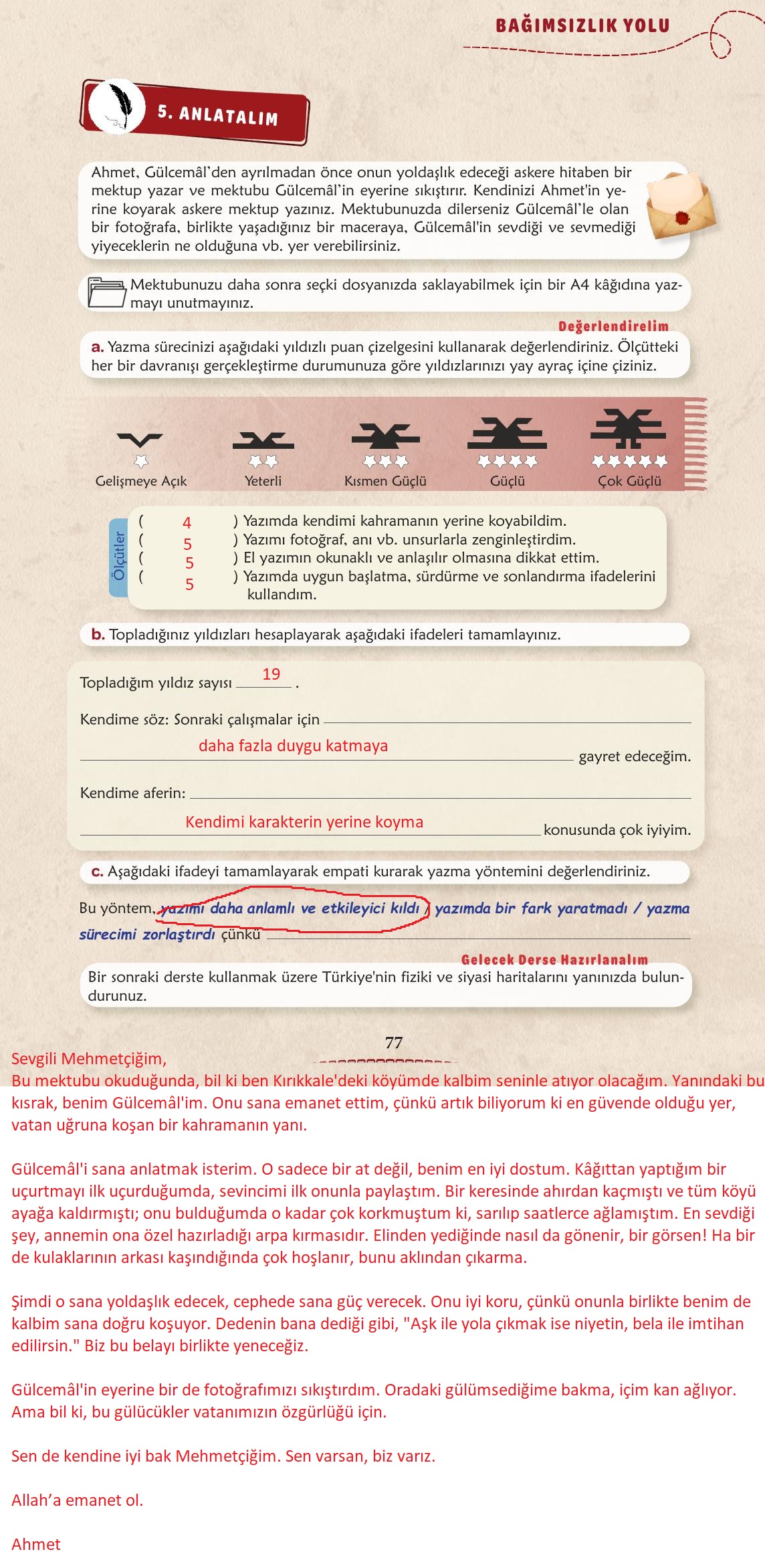 6. Sınıf Türkçe 1. Kitap Meb Yayınları Ders Kitabı Sayfa 78 Cevapları