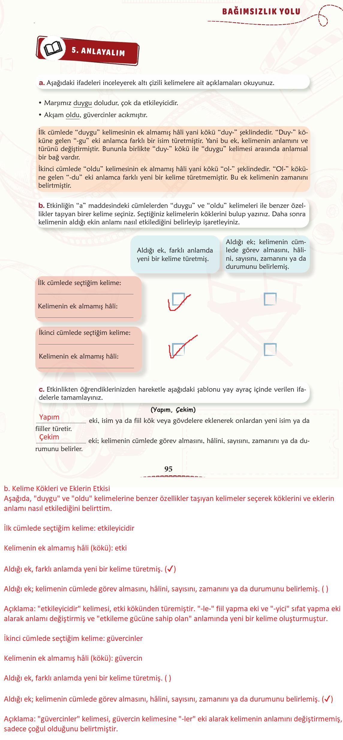 6. Sınıf Türkçe 1. Kitap Meb Yayınları Ders Kitabı Sayfa 96 Cevapları