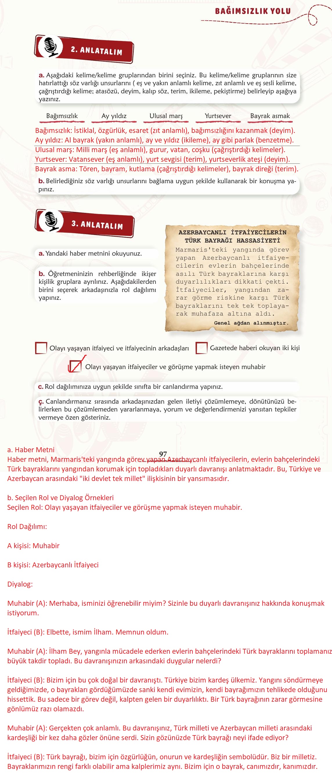 6. Sınıf Türkçe 1. Kitap Meb Yayınları Ders Kitabı Sayfa 98 Cevapları