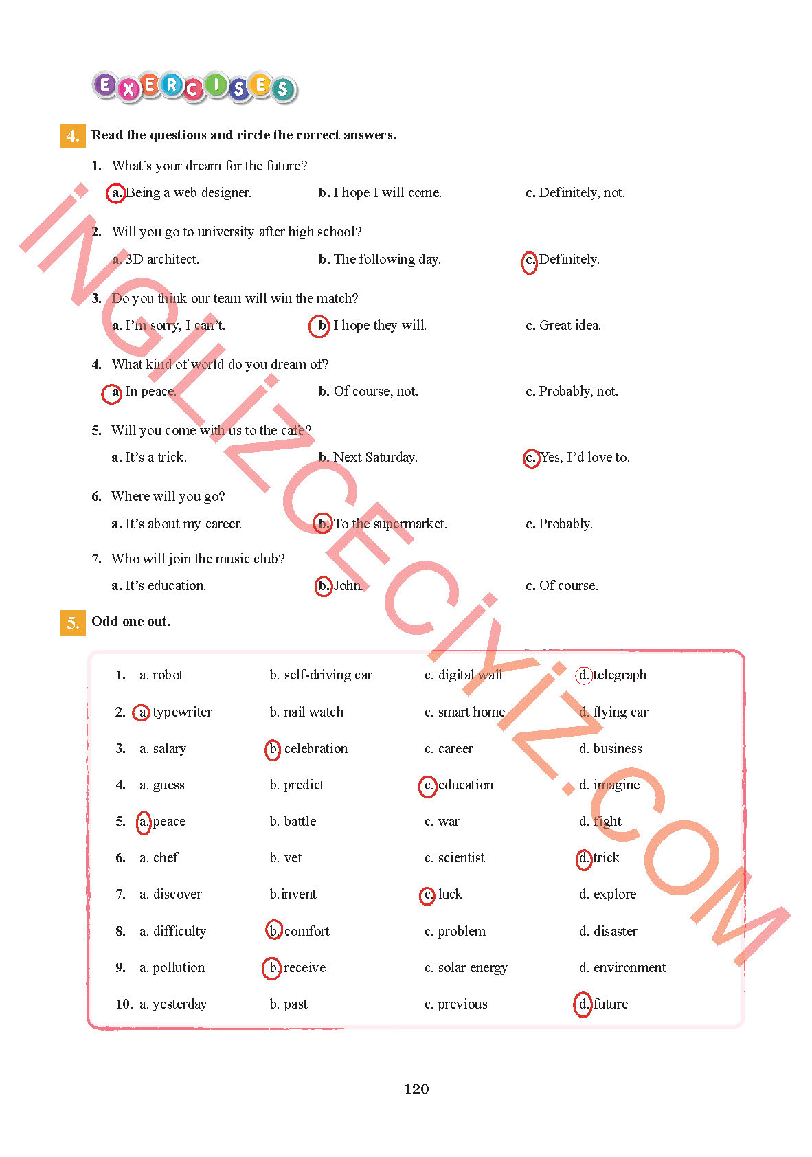7. Sınıf İngilizce Sdr İpekyolu Yayınları Kitabı Sayfa 120 Cevapları