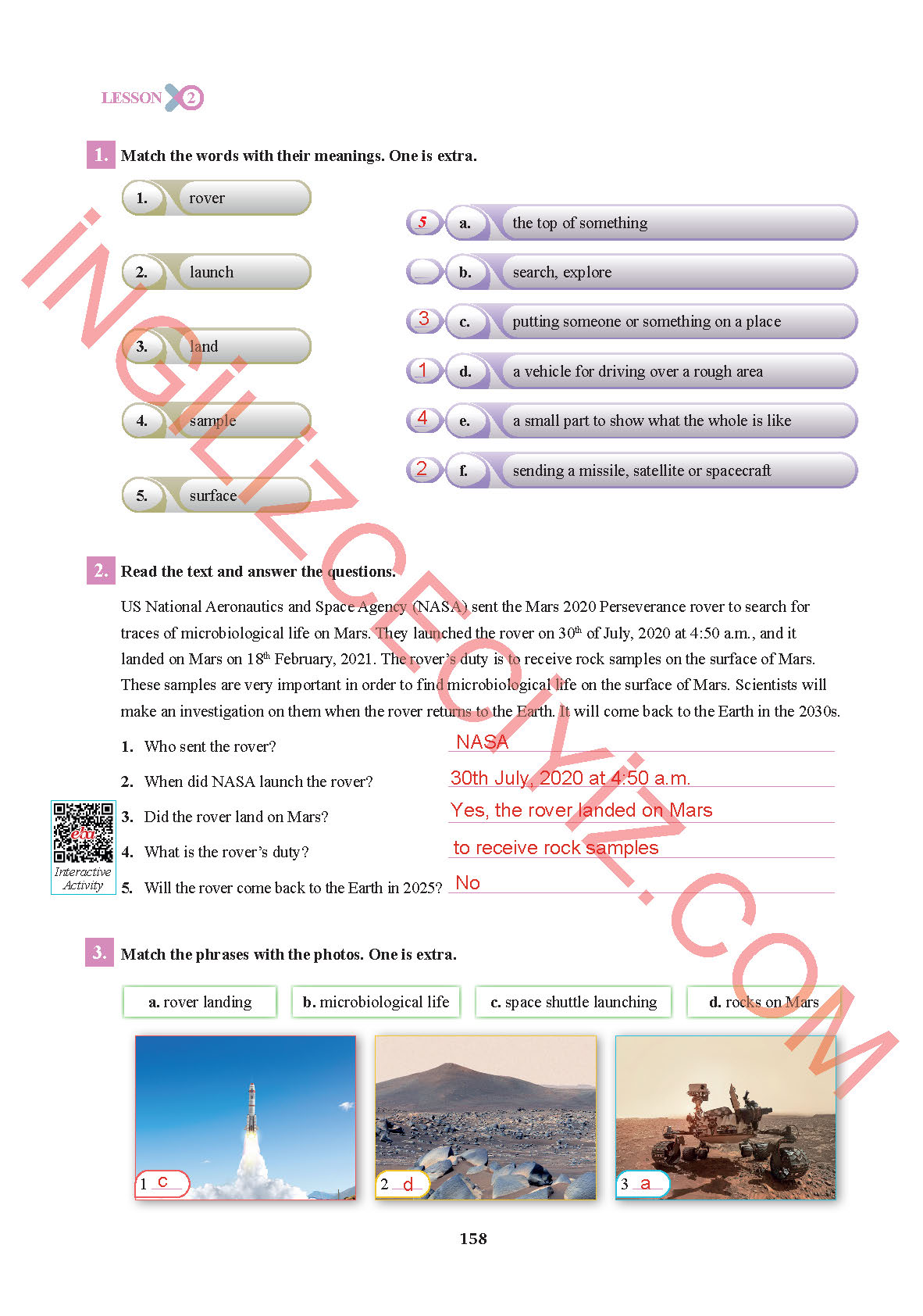 7. Sınıf İngilizce Sdr İpekyolu Yayınları Kitabı Sayfa 158 Cevapları