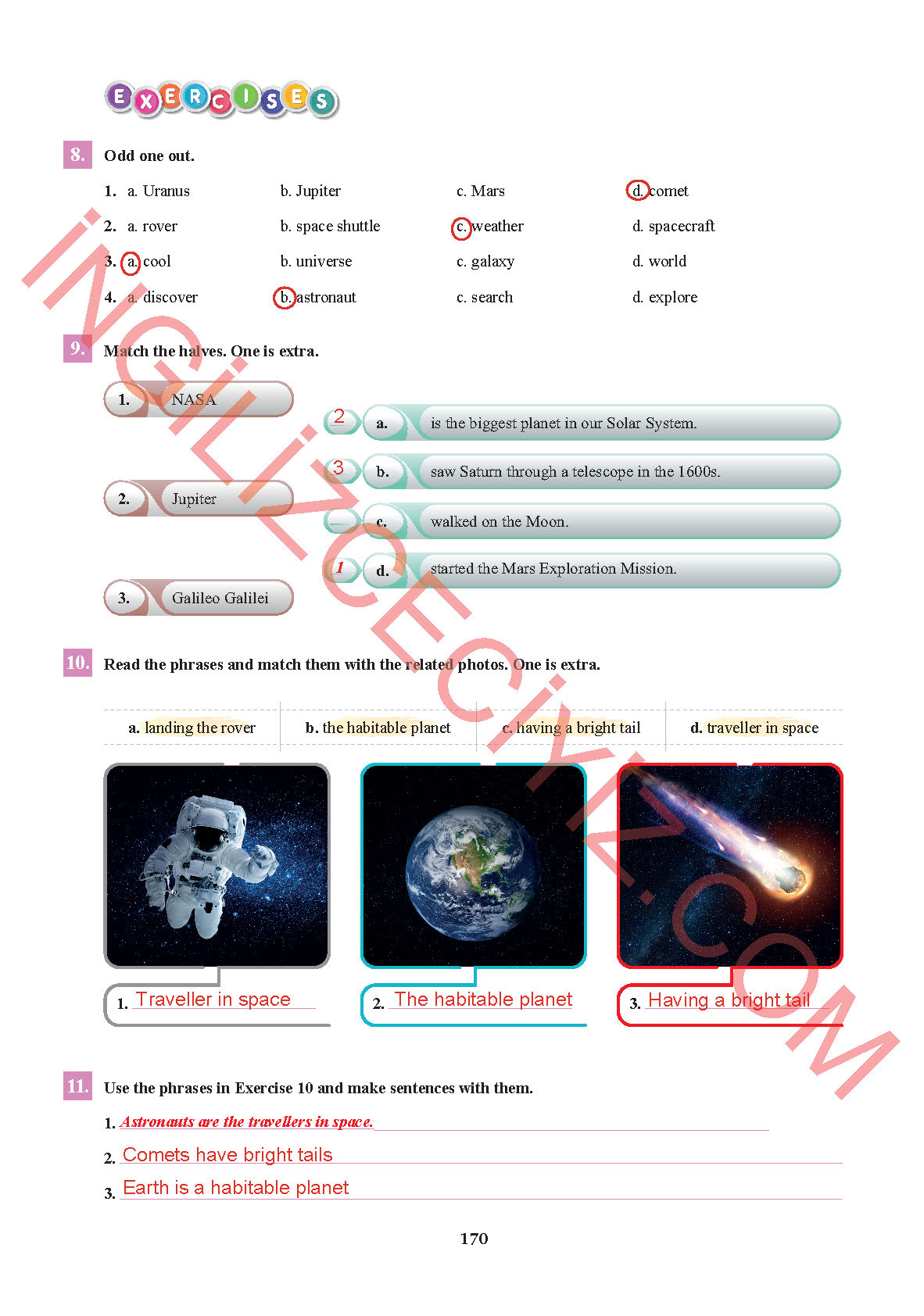 7. Sınıf İngilizce Sdr İpekyolu Yayınları Kitabı Sayfa 170 Cevapları